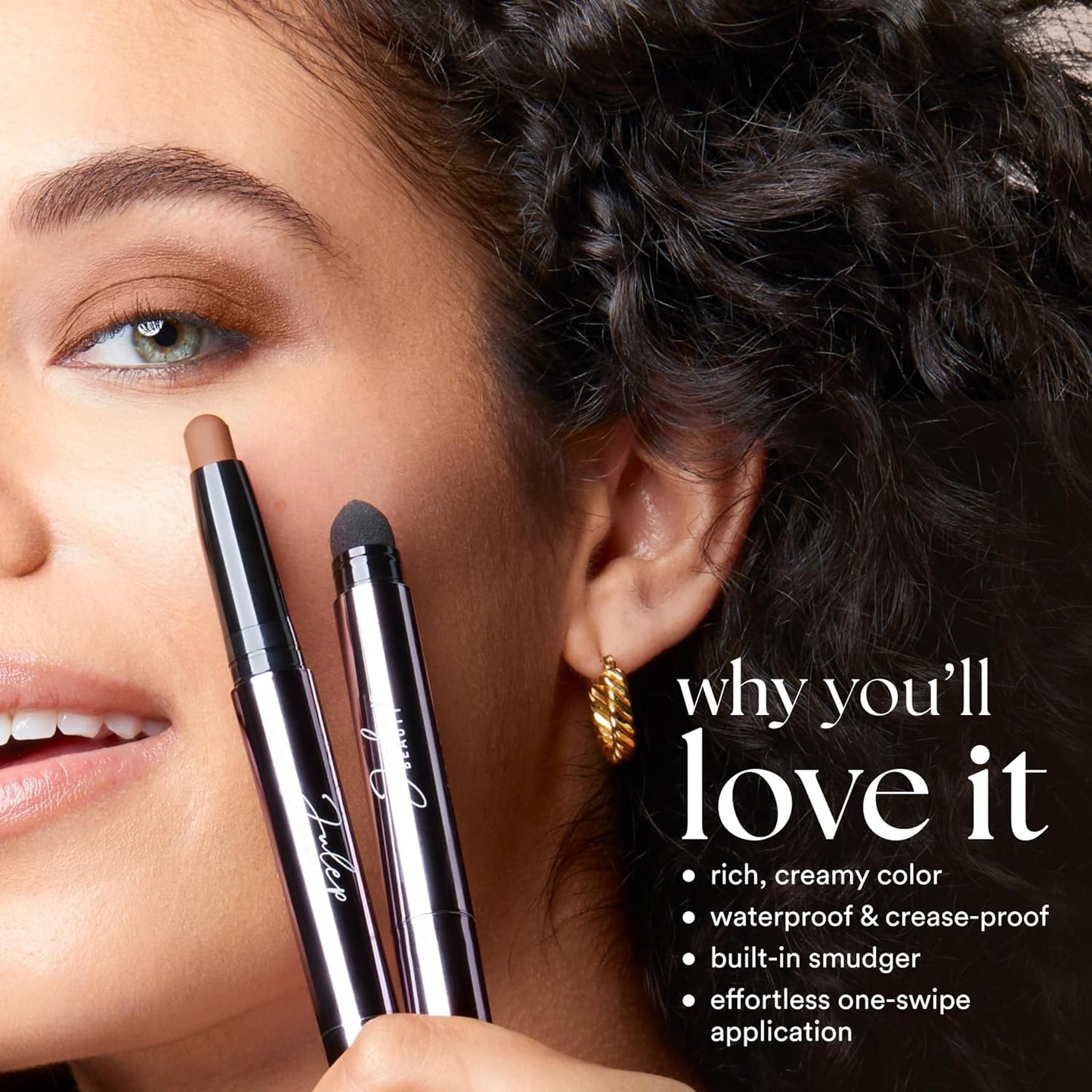 Julep Eyeshadow 101 Cream-to-Powder Waterproof Shadow Stick – Hazelnut Matte – Long-Lasting, Crease-Proof, Neutral Brown Beige Matte Cream Eyeshadow with Built-in Smudger