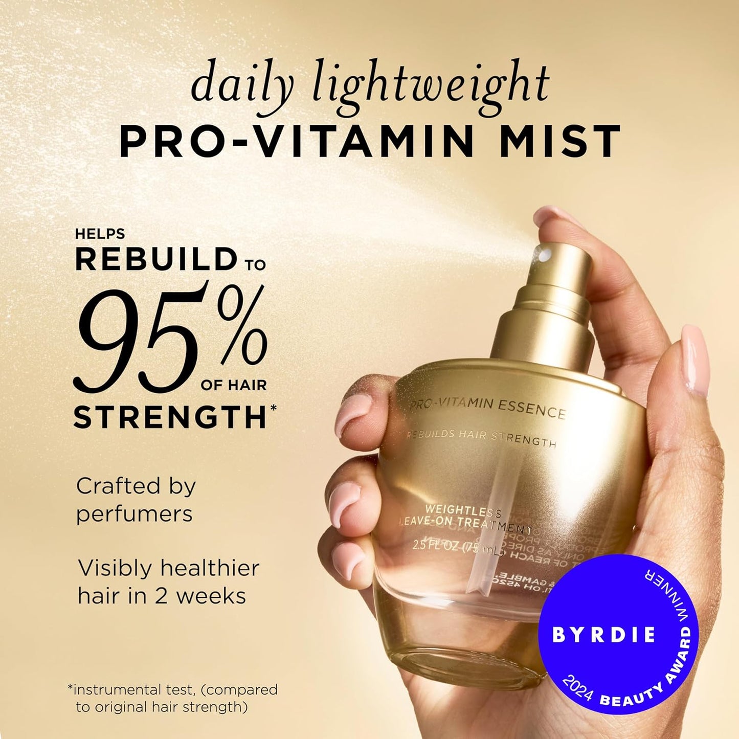 Pantene Pro-Vitamin Essence, Daily Repair Mist, Weightless Leave-On Treatment Strengthens & Rebuilds Damaged Hair, Reduces Breakage, 2.5 Fl Oz