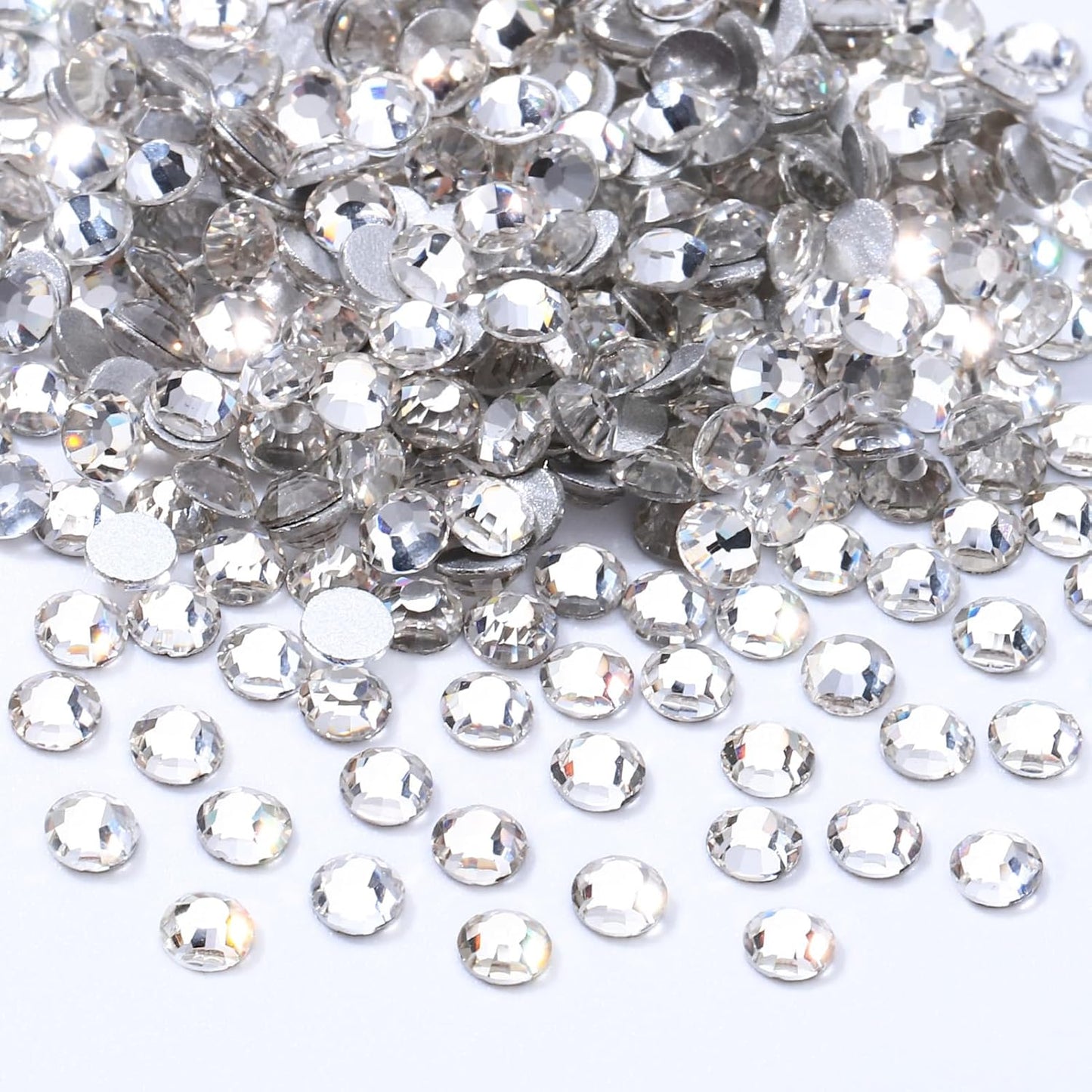 Crystal Clear Flatback Rhinestones, Glass Rhinestones for Nail Art and Craft, Glue Fix, Loose Crystal Gemstones(Crystal, SS4, 2880pcs, 1.5-1.7mm)
