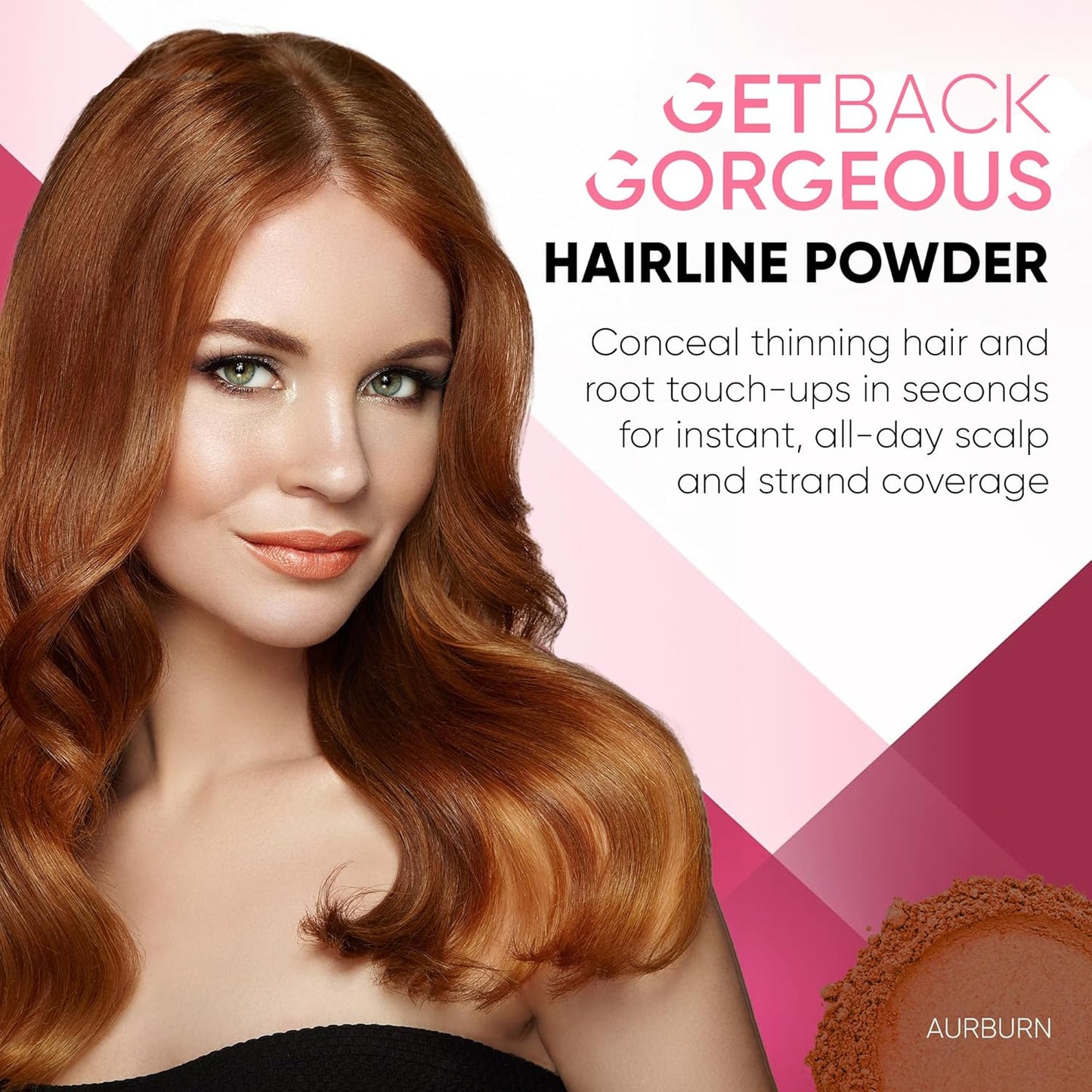 GBG Hairline Powder, Auburn - 48-Hour Coverage Root Touch Up Powder for Bald Spots, Instant Hair Loss Concealer & Brightening Highlights - Hair Fillers for Thinning Hair for Women & Men, 4g