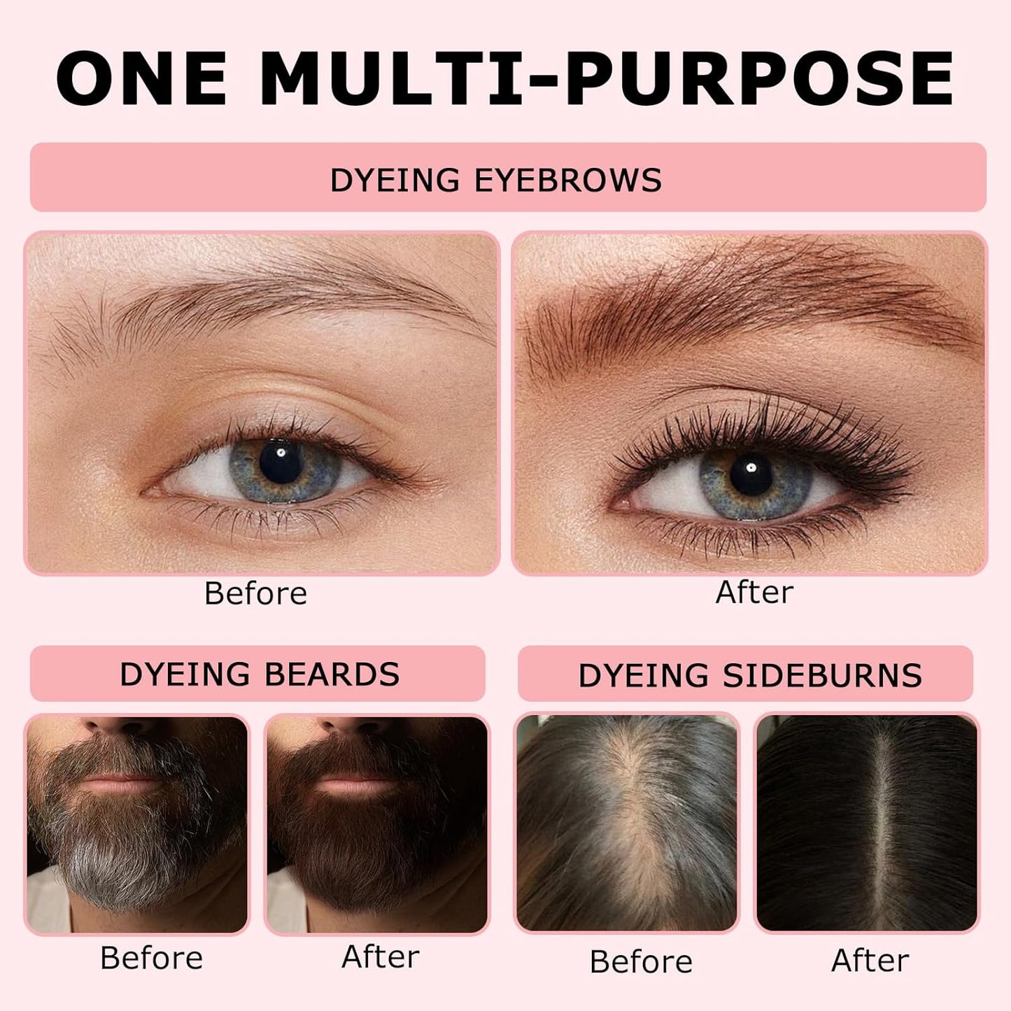 Eyebrow Color Kit with Brow Color & Eyebrow Pencil, 2-in-1 Natural Effects Eyebrow Makeup Set, Easy & Safe to Use 10ml - Black