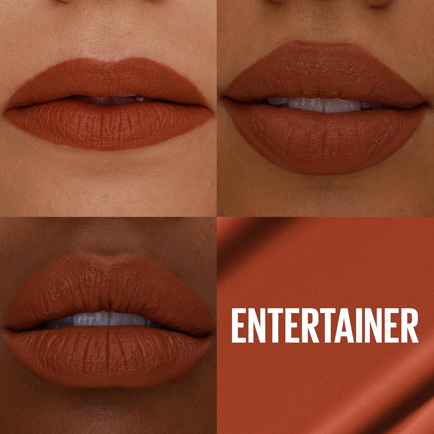 Maybelline Super Stay Matte Ink Liquid Lipstick Makeup, Long Lasting High Impact Color, Up to 16H Wear, Entertainer (Midtone Rusty Brown)