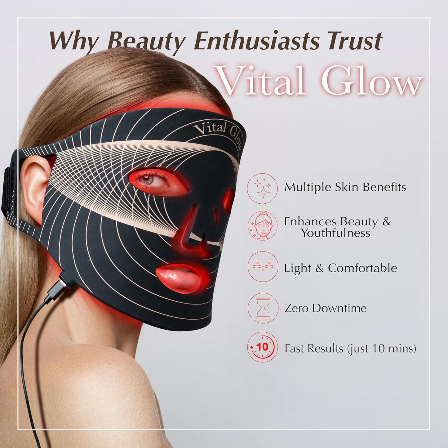 Red Light Therapy Mask, LED light Therapy for Face + Jade Roller & Gua Sha, At-Home Skincare Beauty Treatment, Anti-Aging, For Home, Portable & Rechargeable