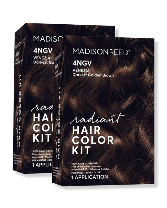 Madison Reed Radiant Hair Color Kit | 4NGV Darkest Golden Brown with Warm Tones (Venezia Brown) for 100% Gray Hair Coverage | Dimensional Permanent Hair Dye | PPD-Free & Ammonia-Free | 2 Pack