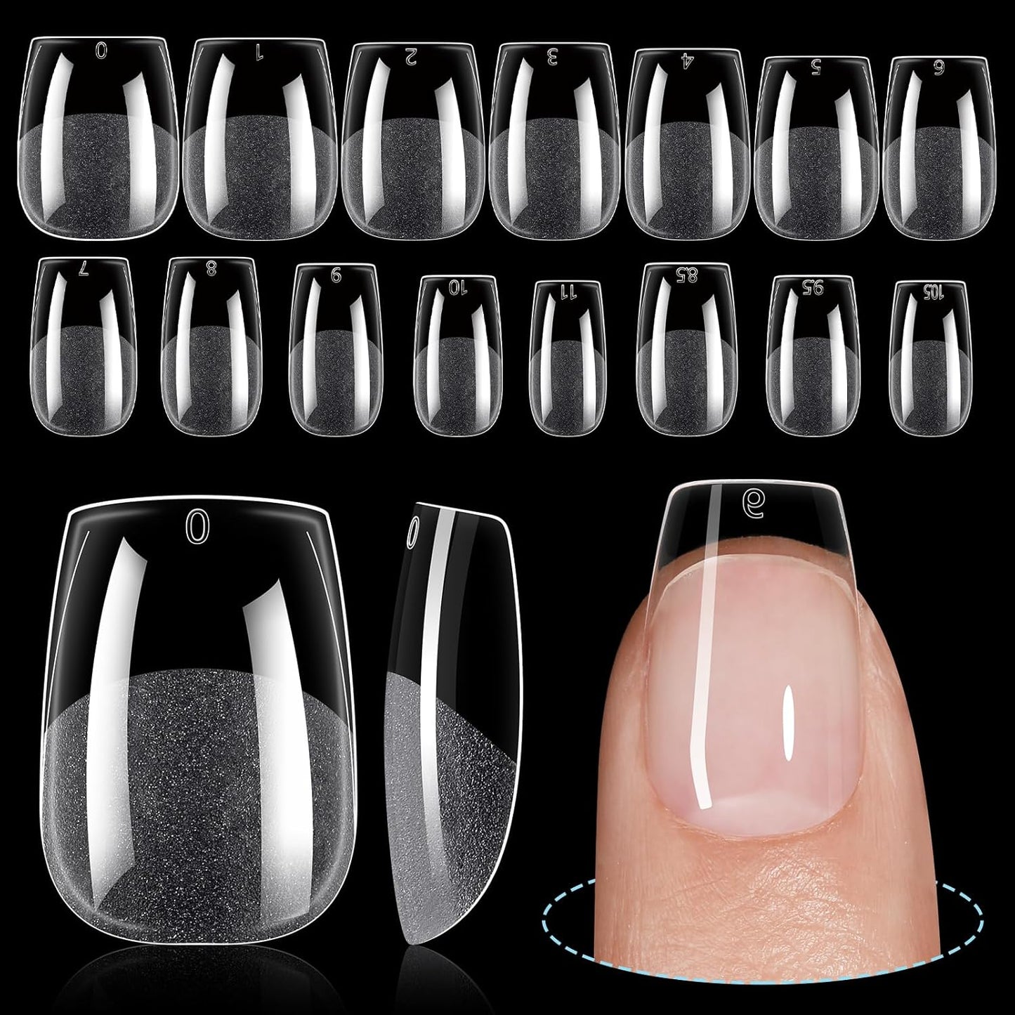 TOMICCA Extra Short Coffin Nail Tips 240Pcs 15 Sizes Full Cover Gel Nails, Soft Acrylic Gel Nail Tips for Nail Extension