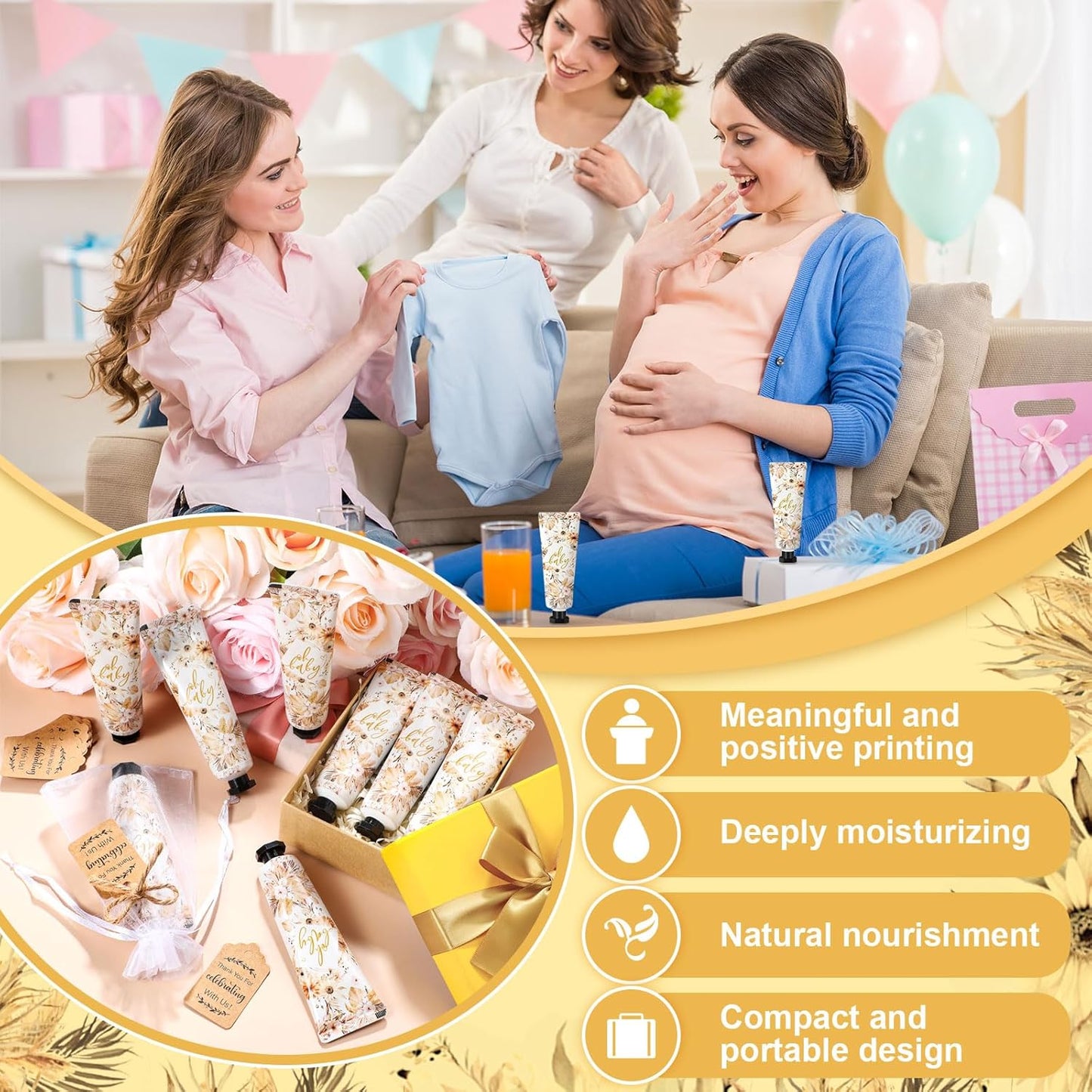 48 Sets Baby Shower Hand Cream Party Favors for Guests Gift Bulk Travel Size Hand Lotion Set for Baby Shower Wedding Christmas(Boho)