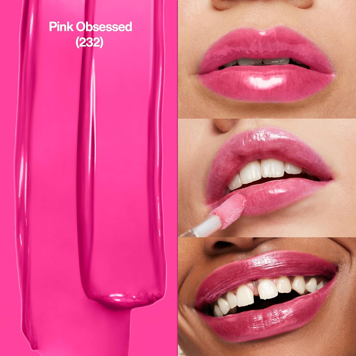 Revlon Super Lustrous Lip Gloss, Non-Sticky, Hydrating, High Shine Finish, 232 Pink Obsessed, 0.13 oz