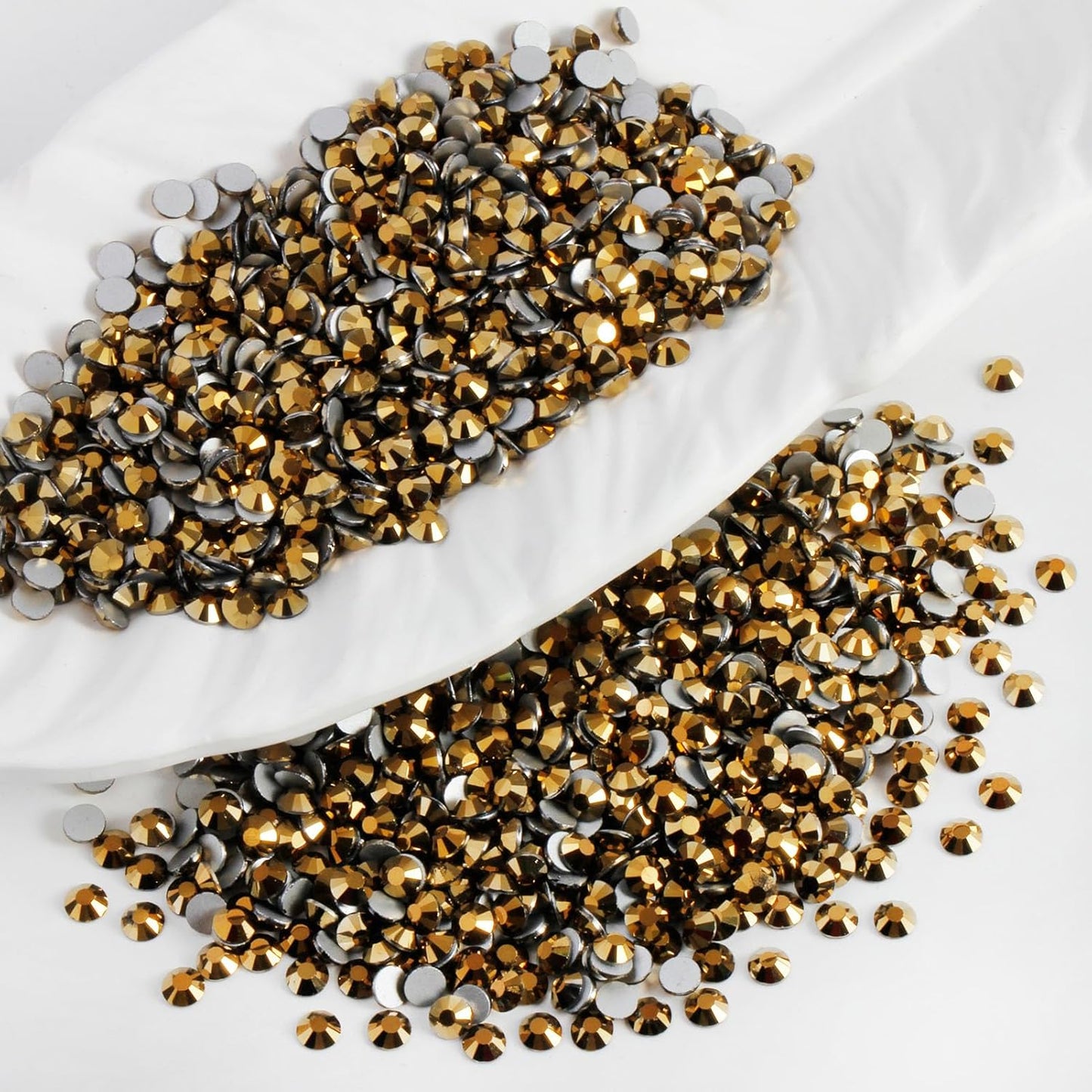 3000 PCS SS10 Flatback Rhinestones,12-Facet Diamond-Cut Glass Gems for Nail Art,Clothing,DIY Crafts,Glue-On Decoration Stones with Silver Backing,Aurum