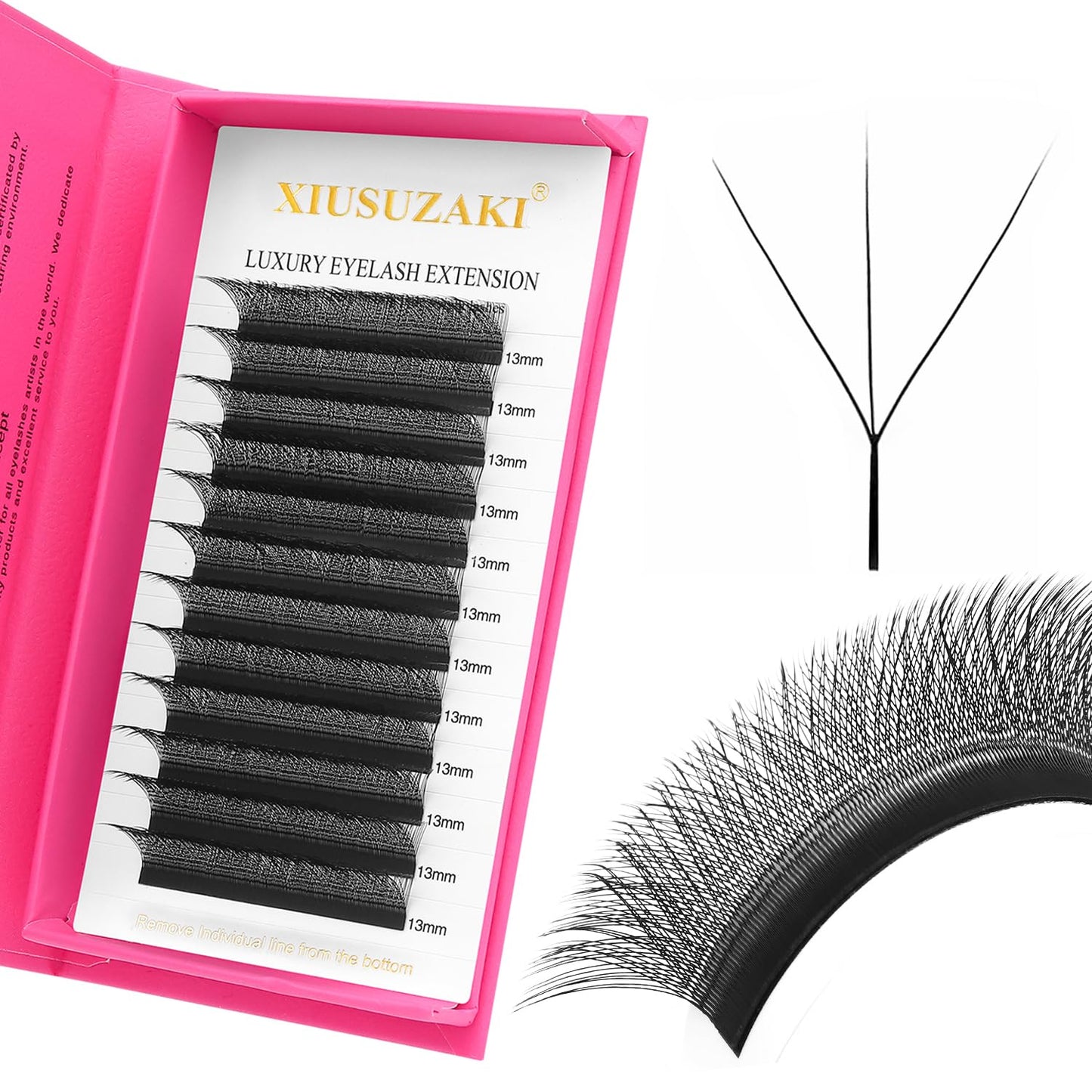 Lash Extensions 3D Eyelash Extensions W Lashes 0.07mm Thickness C Curl Lashes 8mm Soft Lash Trays Pestañas Pelo a Pelo Natural Matte Black False Eyelashes Individual Lashes(W-3D-0.07-C,8mm)