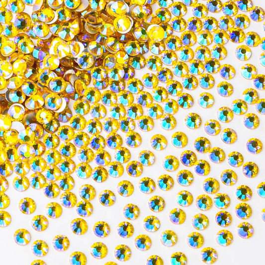 1440Pcs Lemon Ab Crystal Rhinestones,Glass Flatback Rhinestones Gemstones for Nail Face Makeup Art Crafts Clothes Decoration -(SS12,3.0mm,Lemon Ab)