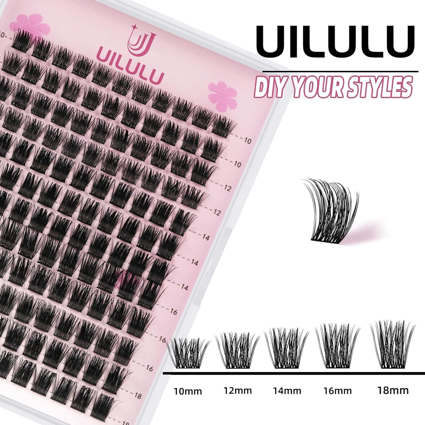 Lash Clusters D Curl Fluffy Clusters Lashes 0.07D 10-18 MIX 132 Eyelashes Individual Lashes DIY Lash Extensions at Home False Lashes Wide Band Wispy Eye Lash Clusters U08 Lash