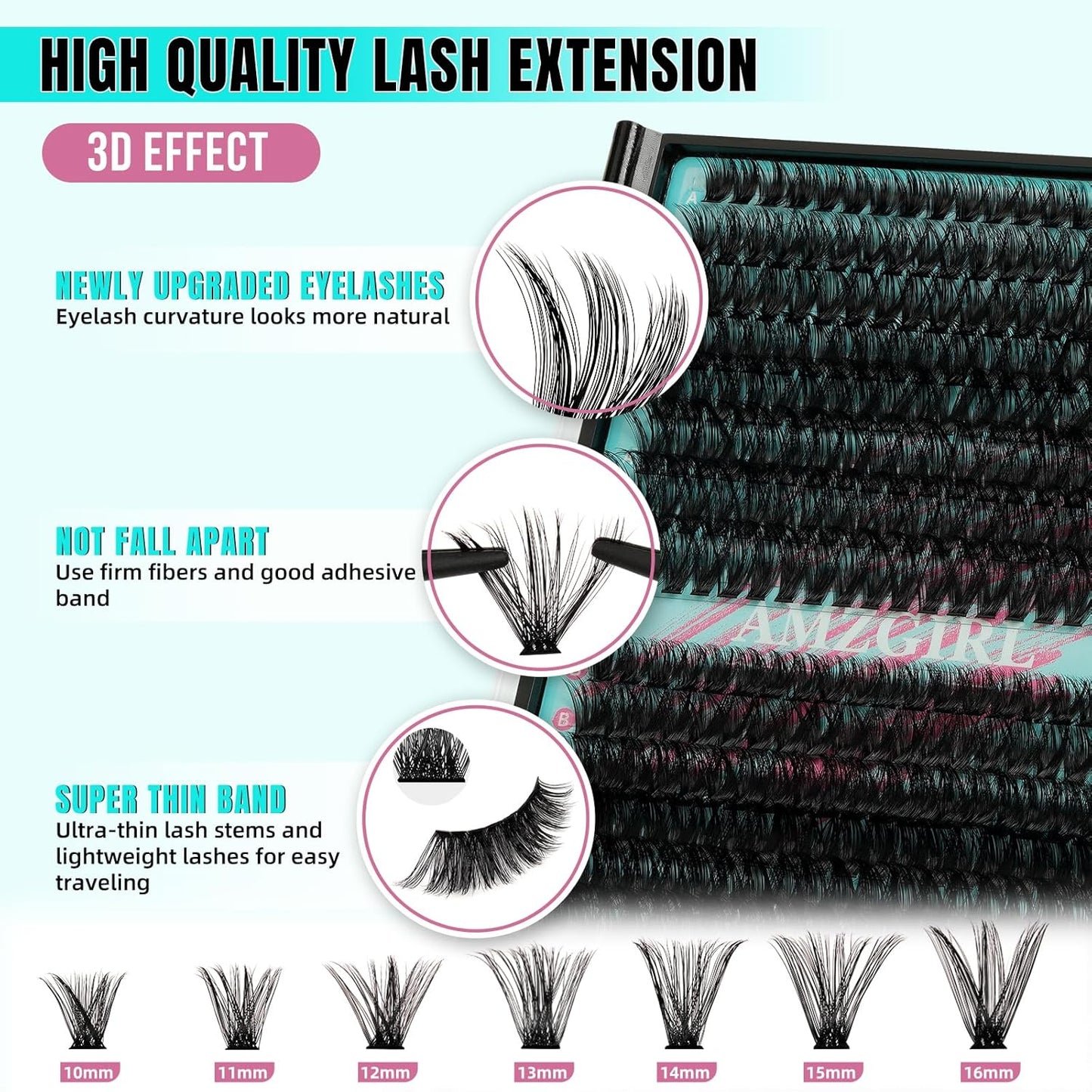 Lash Clusters 320Pcs 70D 90D,DIY Individual Eyelash Extension, Wispy Cluster Lashes Extension Volume Eyelashes Extensions for Self Use at Home (D-Mix10-16mm)