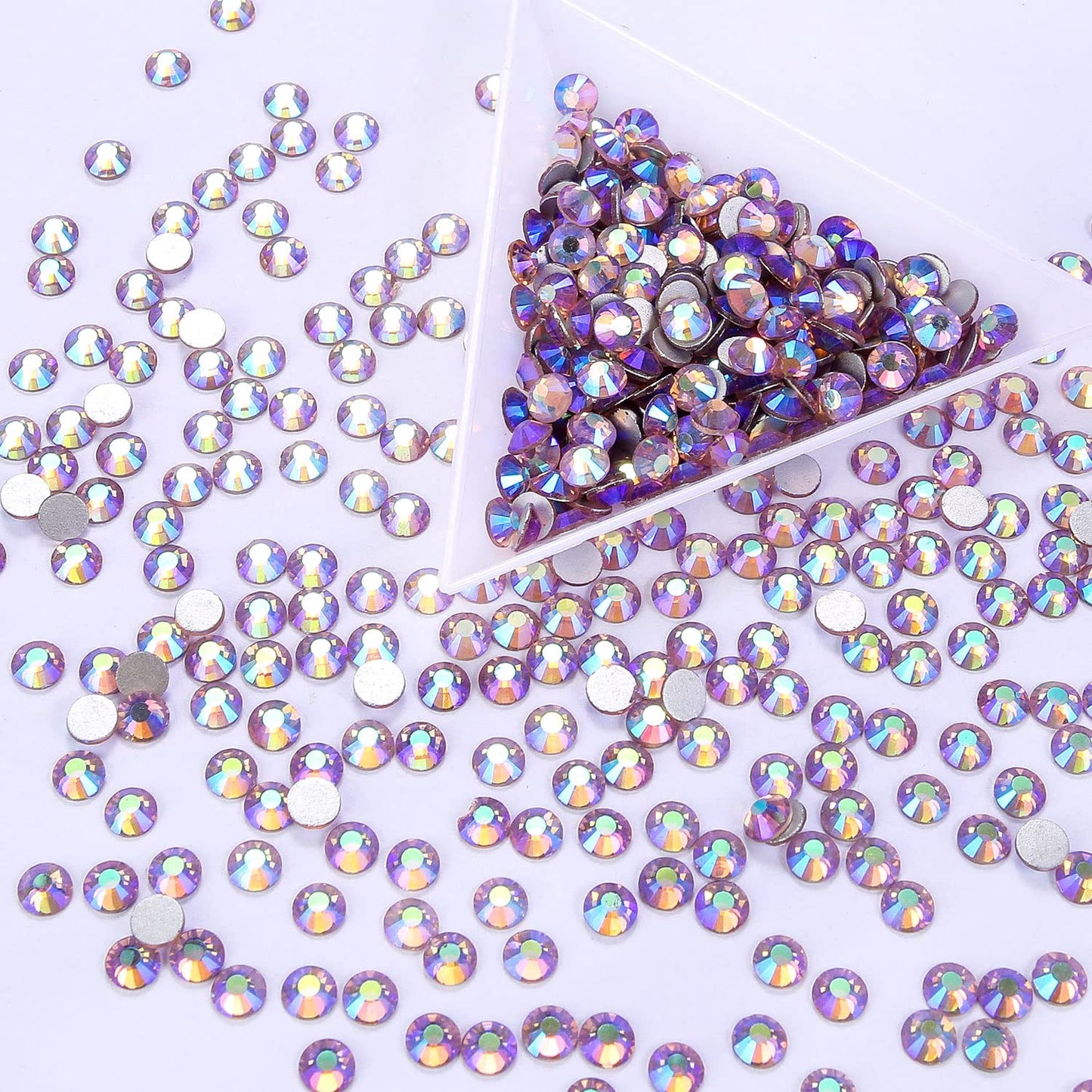 1440Pcs Light-Purple Ab Crystal Rhinestones,Glass Flatback Rhinestones Gemstones for Nail Face Makeup Art Crafts Clothes Decoration-(SS16,4.0mm,Light-Purple Ab)