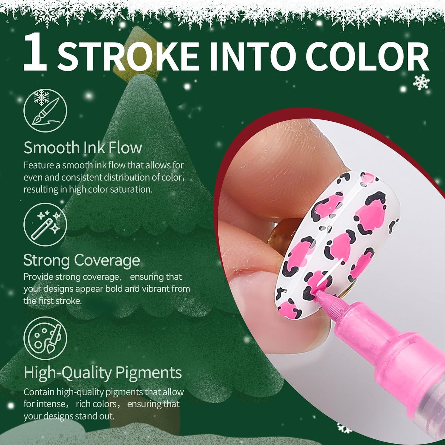 Born Pretty 12 Colors Nail Art Pens Set, Halloween Black White Orange Purple Colors 3D Acrylic Nail Polish Pens Quick Dry Nail Markers for Halloween Drawing Painting Dotting Pen DIY Manicure Tools