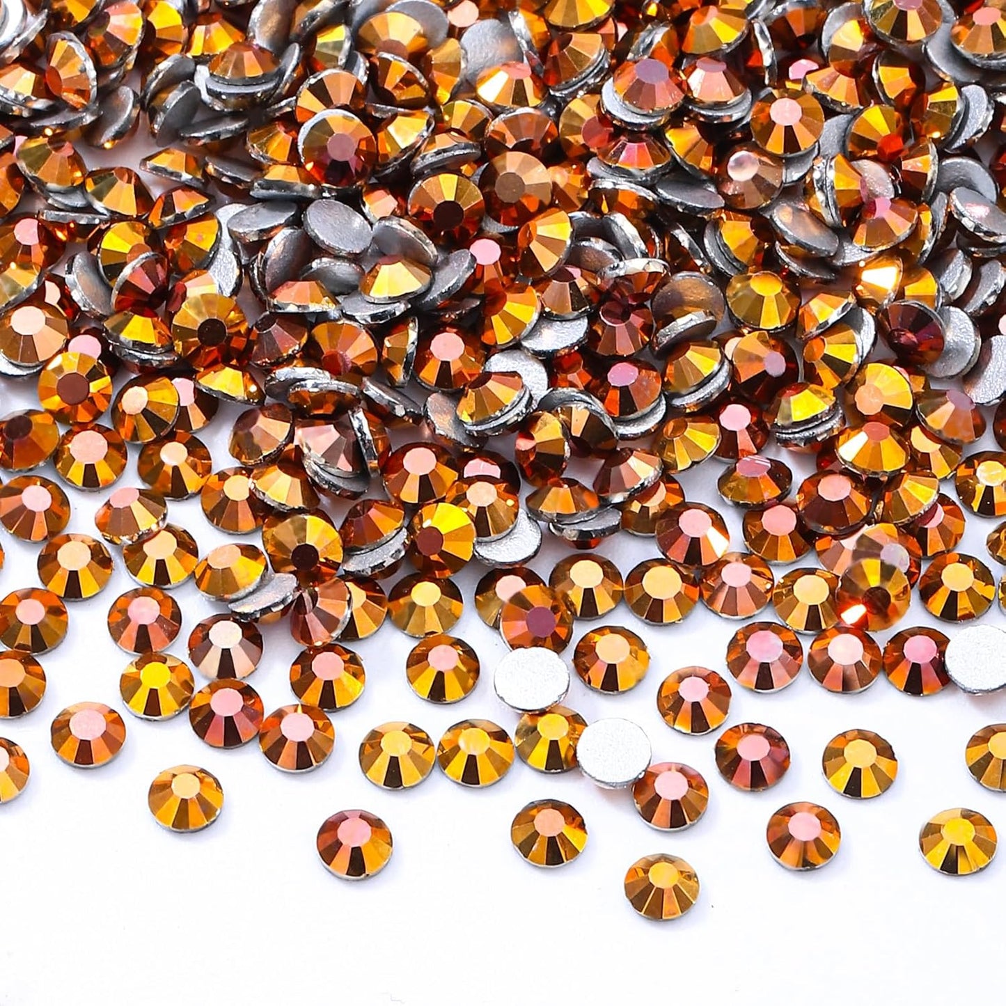 Gold Flatback Rhinestones, Glass Rhinestones for Nail Art and Craft, Glue Fix, Loose Crystal Gemstones(Gold, SS8, 2880pcs, 2.3-2.5mm)