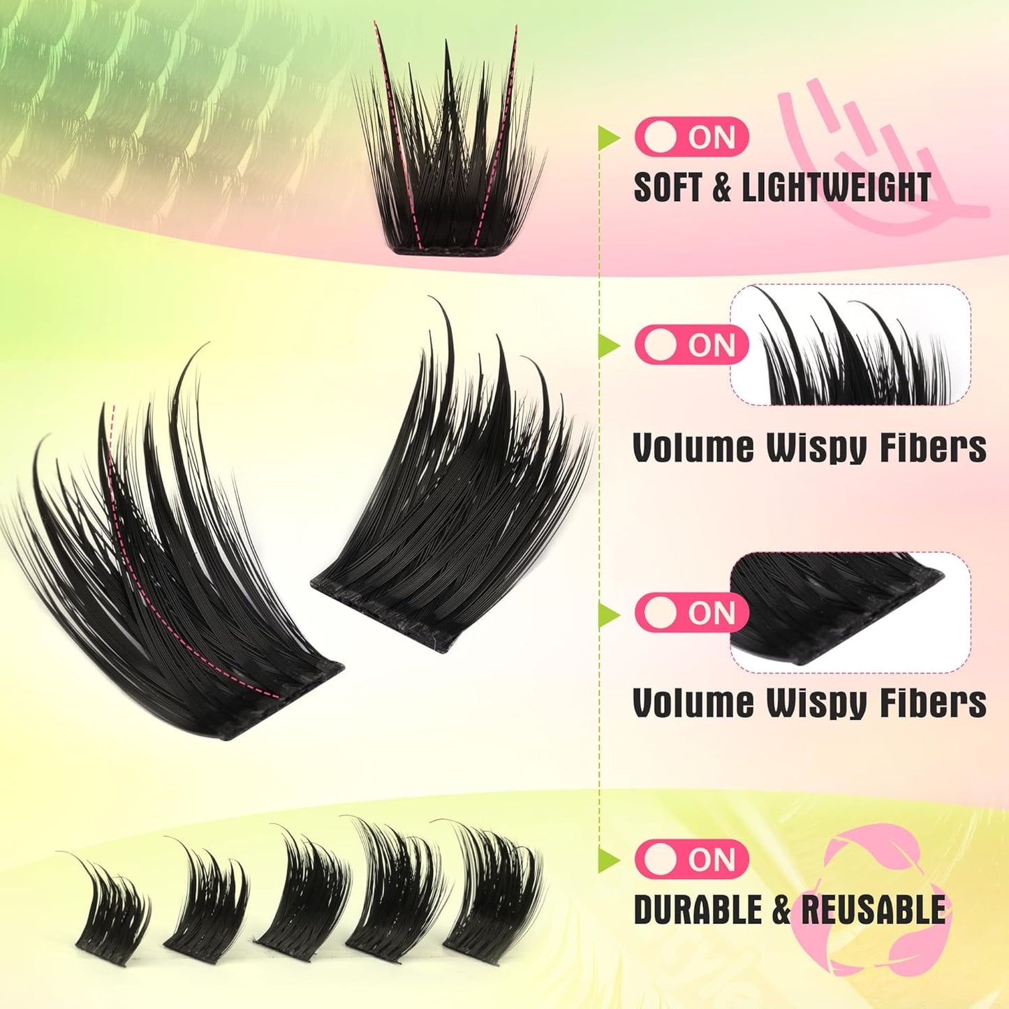 Focipeysa Dramatic Lash Clusters 12-20mm Eyelash Clusters Thick Cluster Lash Extensions Fluffy Lash Extension Volume Individual Eyelashes Extension Salon Effect Lash Extension