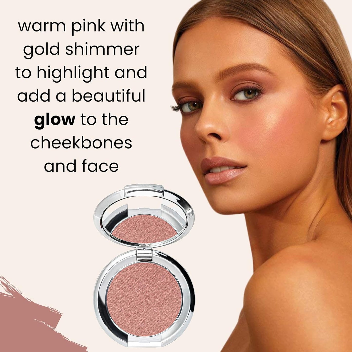 Nude Envie - Powder Blush - Silky Texture & Easy Application - Pigmented Long-Lasting Shimmer Finish - Infused With Crushed Pearls - Mirror Compact - Vegan, Paraben-Free & Cruelty-Free - Enchant