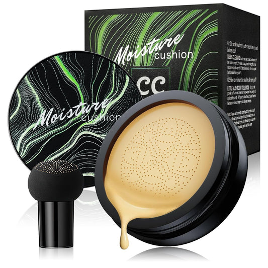 Mushroom Head Air Cushion CC Cream - BB Cream Foundation Makeup Concealer Moisturizing Oil Control, Long-Lasting & Waterproof, Easy Makeup Even Skin Tone (Buff Beige, 3.21 Ounce (Pack of 1))