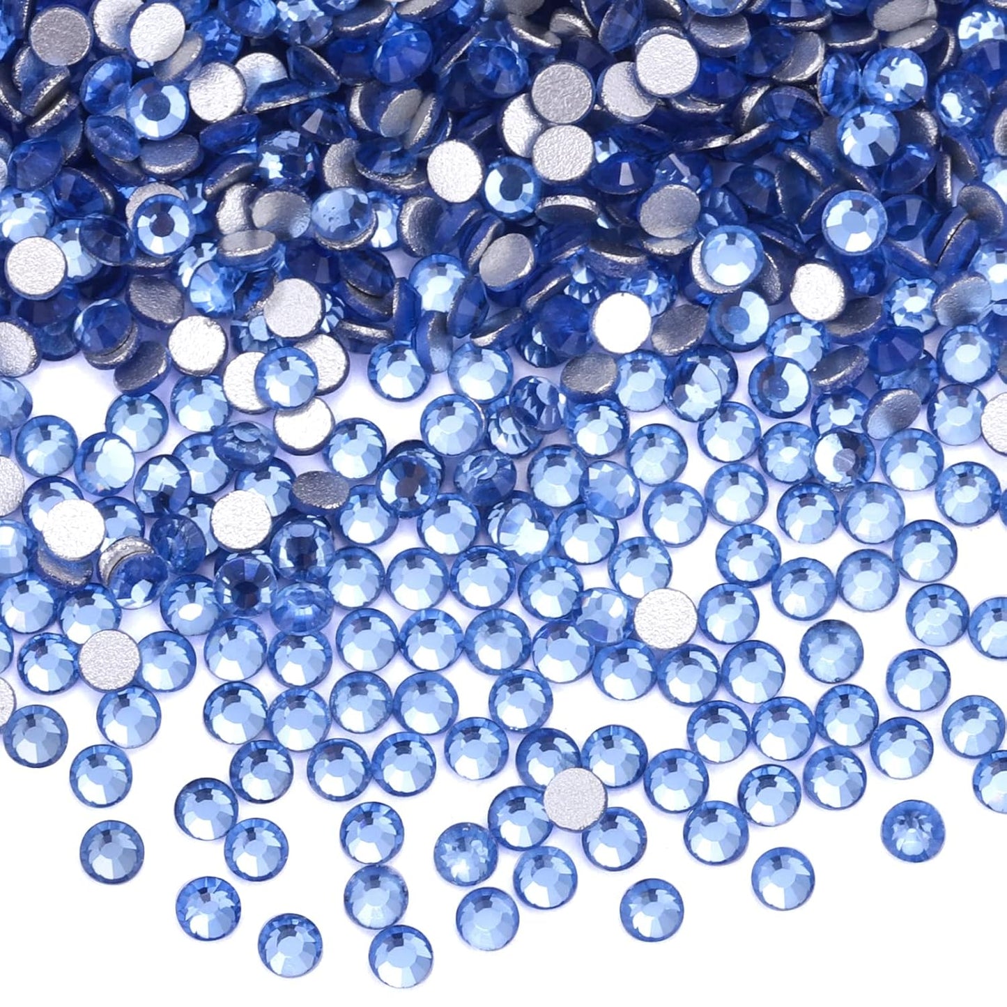 3000Pcs Light Blue Crystal Rhinestones,Glass Flatback Rhinestones Gemstones Mini for Nail Face Makeup Art Crafts Clothes Decoration - (SS10,2.8mm,Light Blue)