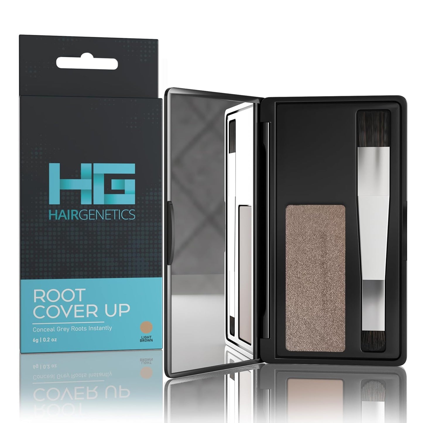 Root Touch Up Hair Color Root Cover Up with Double-Ended Brush for Hair Color for Gray Hair Coverage - Portable Hair Powder Solution for Quick Gray Coverage (Light Brown, 6g)