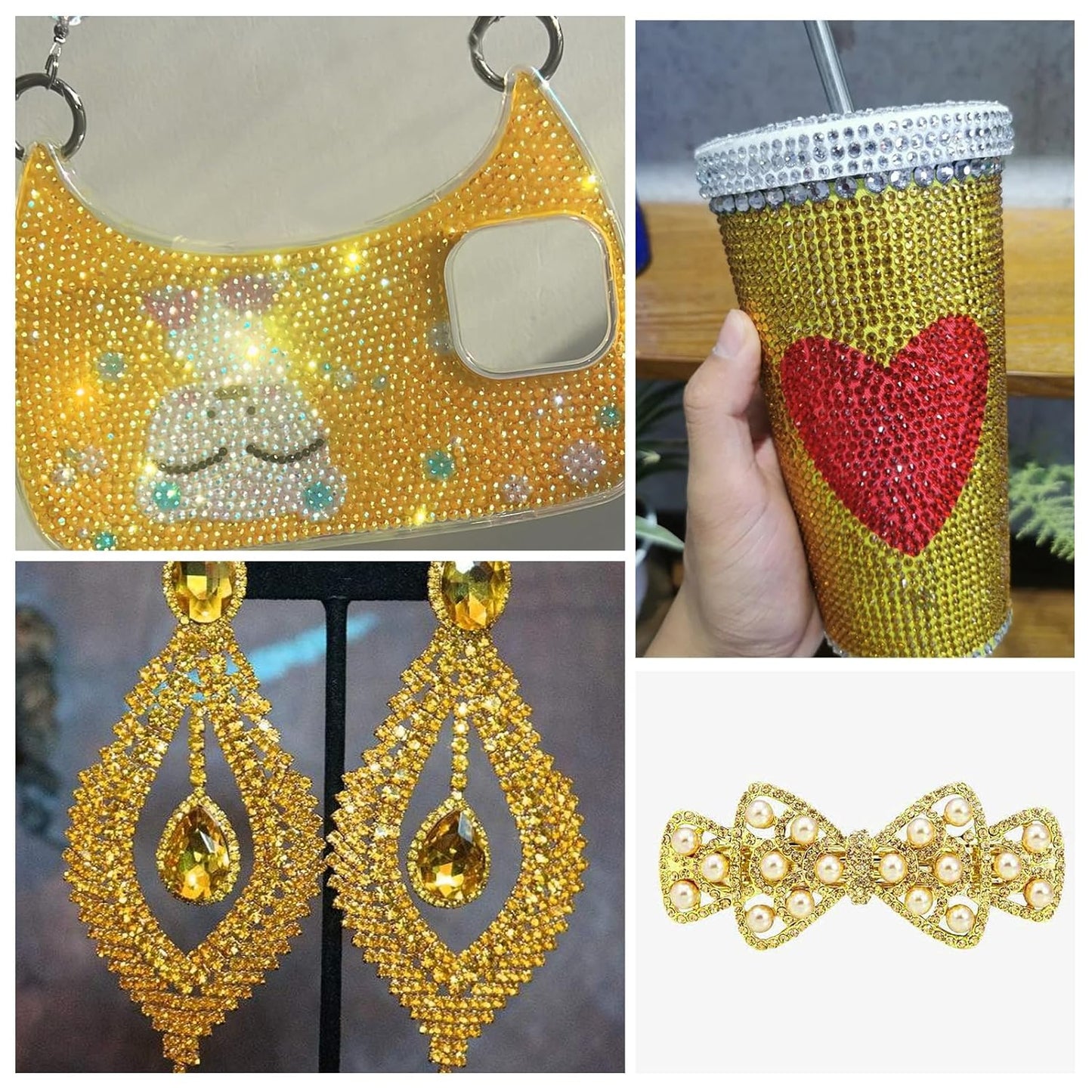 1440Pcs Metallic Sunshine Crystal Rhinestones,Glass Flatback Rhinestones Gemstones Mini for Nail Face Makeup Art Crafts Clothes Decoration -(SS8,2.4mm,Metallic Sunshine)