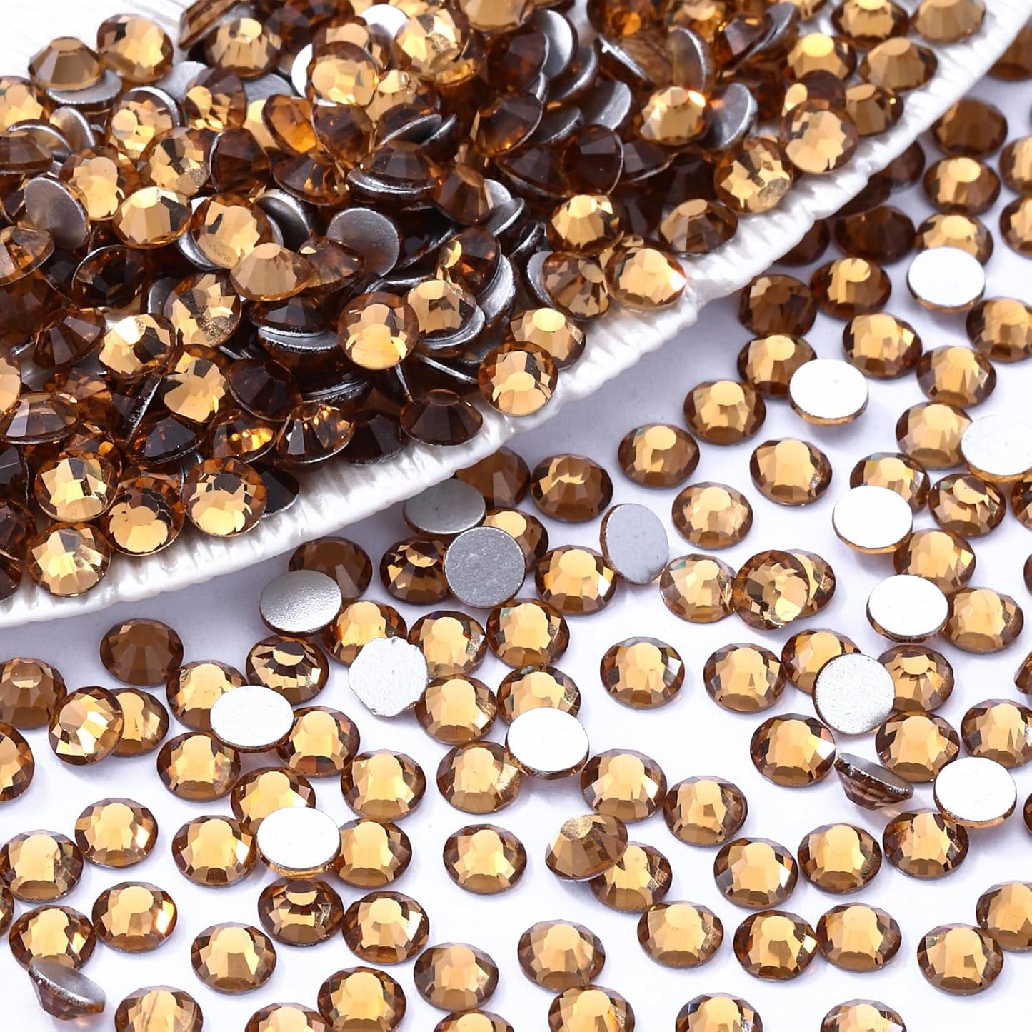 Topaz Flatback Rhinestones, Glass Rhinestones for Nail Art and Craft, Glue Fix, Loose Crystal Gemstones(Topaz, SS16, 1440pcs, 3.8-4.0mm)