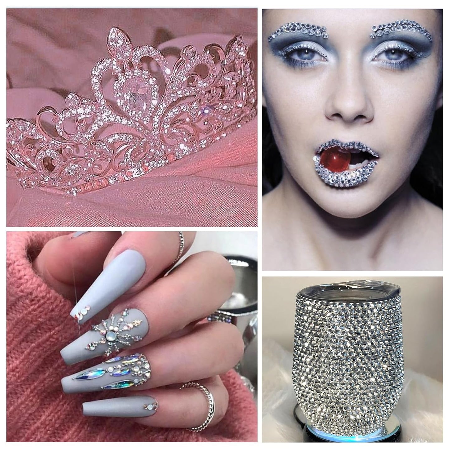 3000Pcs White Crystal Rhinestones,Glass Flatback Rhinestones Mini Gemstones for Nail Face Makeup Art Crafts Clothes Decoration -(SS6,2.0mm,White)