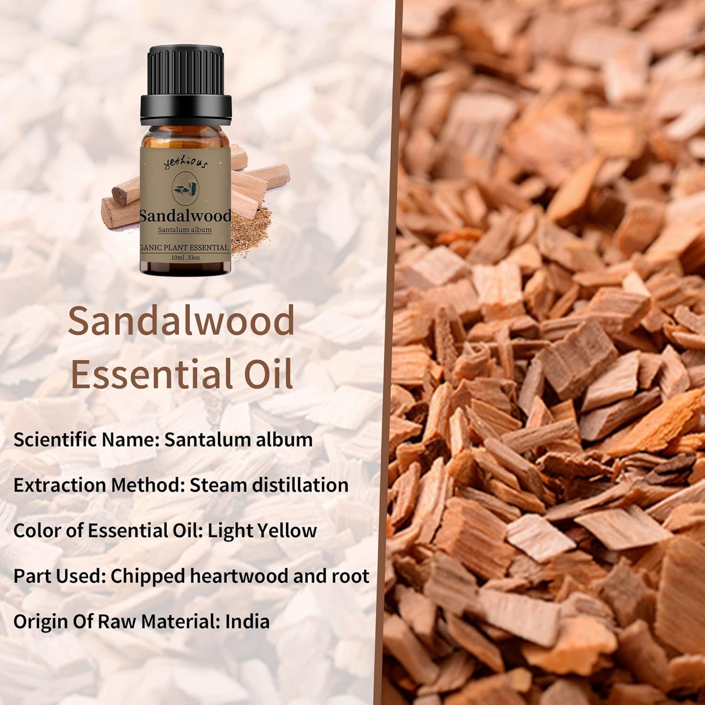 yethious 3 Pack Rose Sandalwood Vetiver Essential Oil Set Organic Pure Aromatherapy Oil for Diffuser Rose Oil Essential Oil