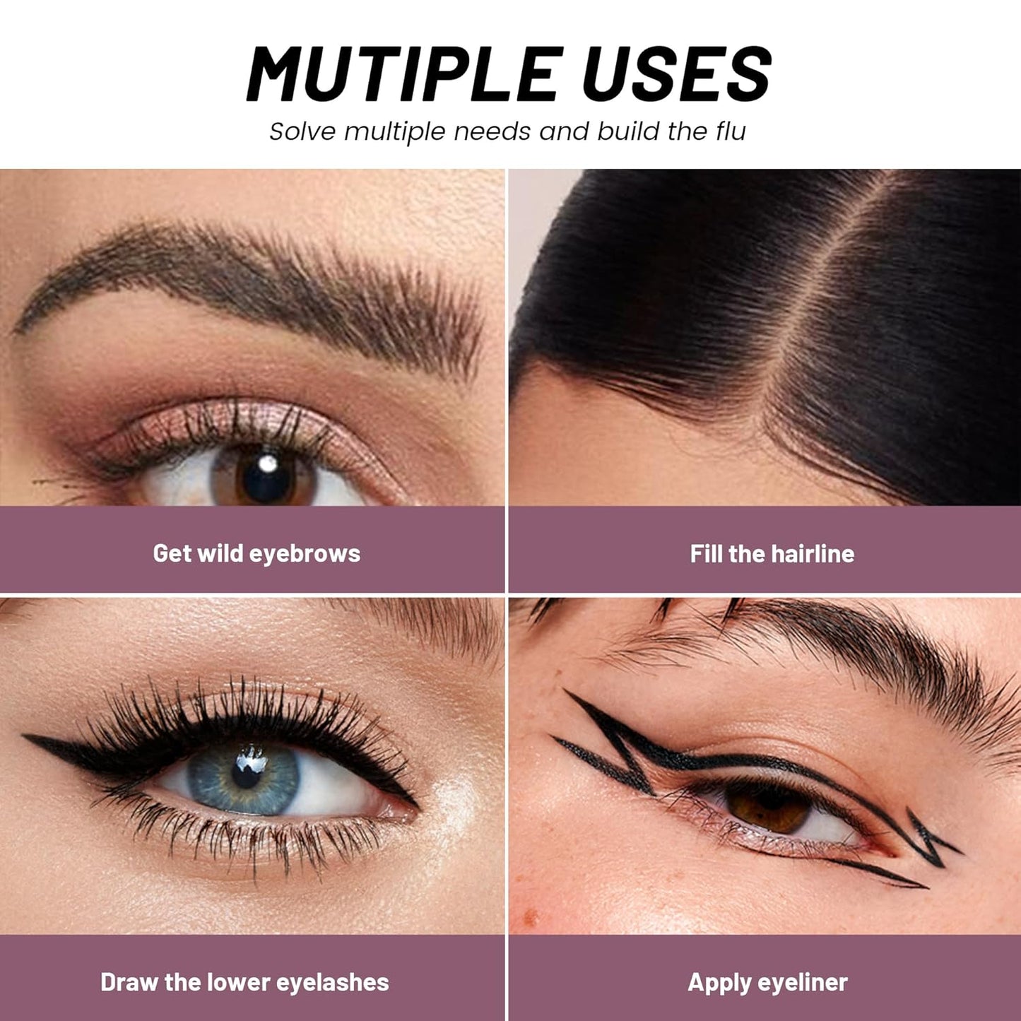 Eyebrow Pen, Waterproof Microblading Eyebrow Pencil, 2-in-1 Dual-Ended 4 Tip Eye Brow Makeup Pen for Women with Precise Curved Brush-Tip Create Natural Hair-Like Brows, Last All-Day (Truffle)