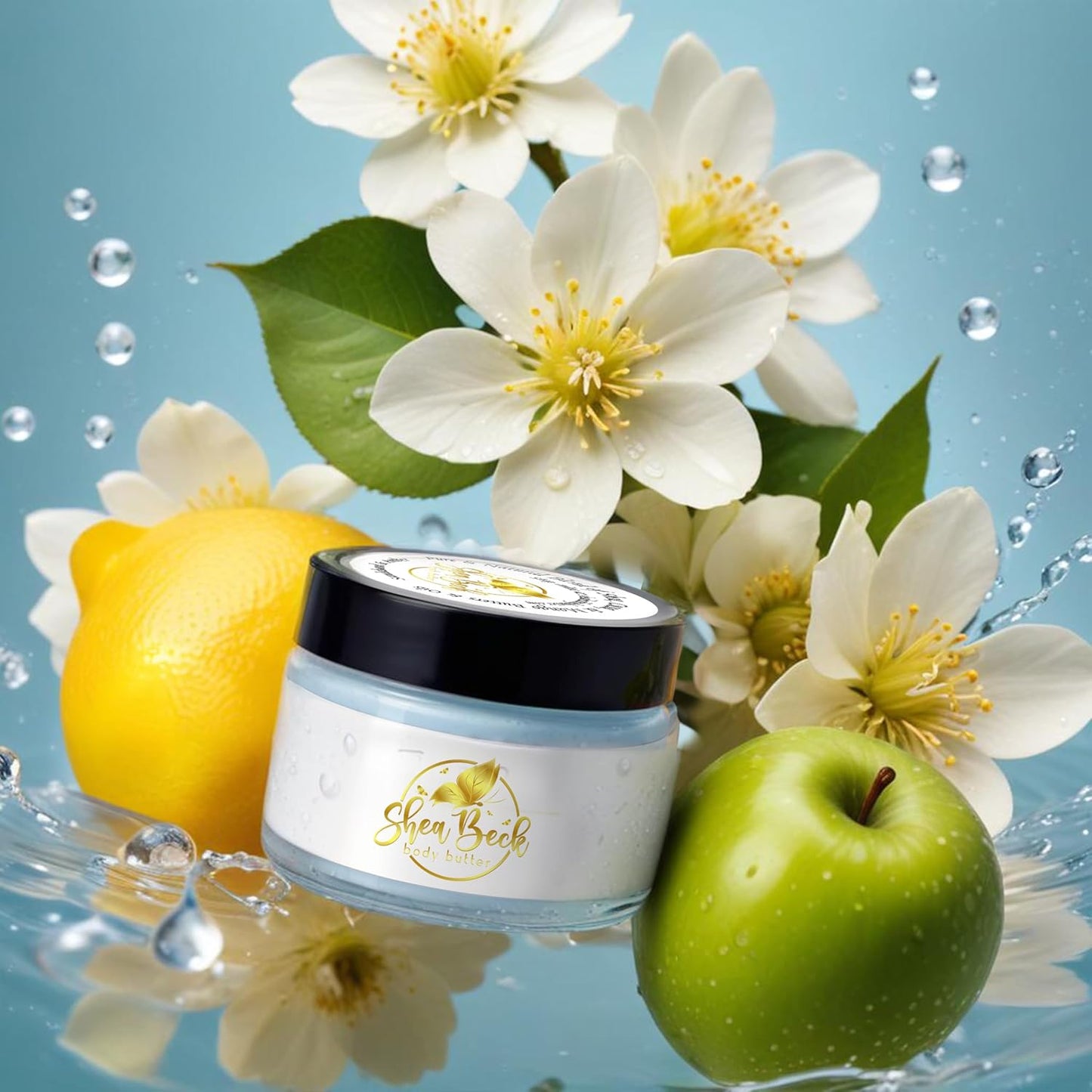 Body Butter Blend: Natural Shea, Cocoa, & Mango w/Jojoba Oil for Radiant Skin and Beard | Moisturizing 8 Oz, Light Blue (Our version of)