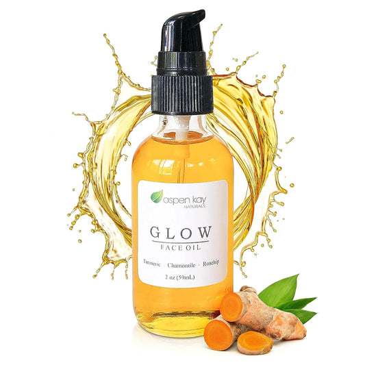 Glow - Turmeric & Rosehip Face Oil, Natural & Organic Face Moisturizer with Turmeric, Camellia, Sea Buckthorn and Chamomile - Facial Serum - 2 oz