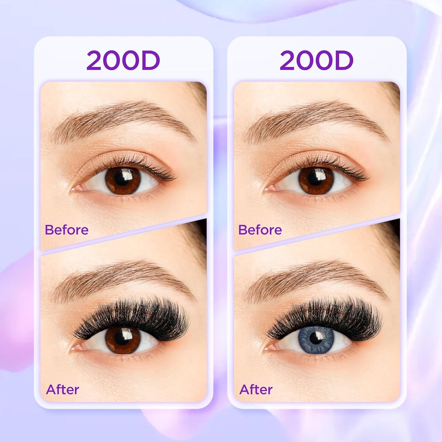 Lash Extension Kit DIY Lash Clusters Kit Eyelash Extensions Individual Lashes Extensions with (Lash Bond and Seal,Tweezers,280Pcs, 200D,10-18mm)