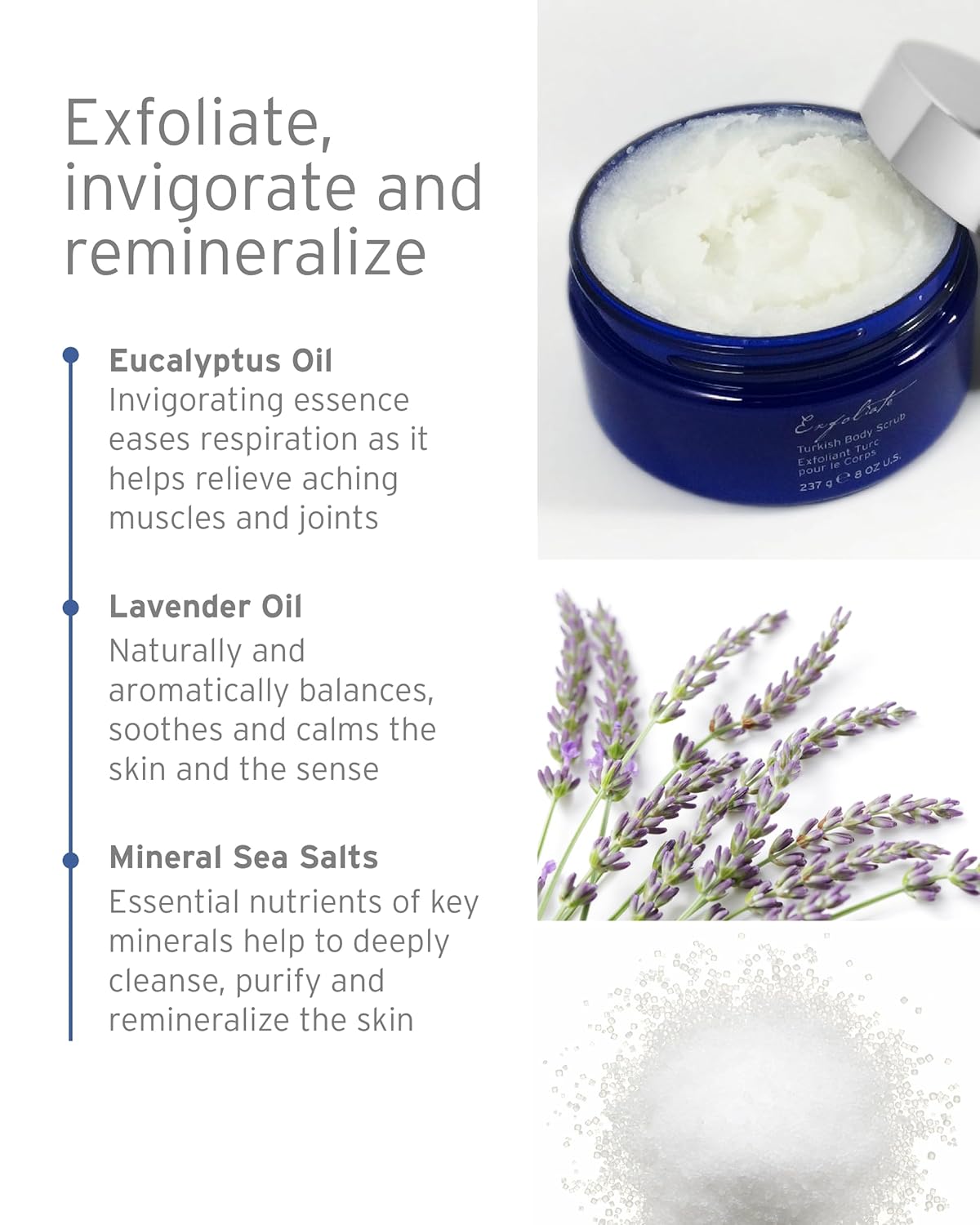 Kerstin Florian Aromatherapy Turkish Body Scrub | Eucalyptus Sea Salt Exfoliant for Smooth Skin | 11.6 oz