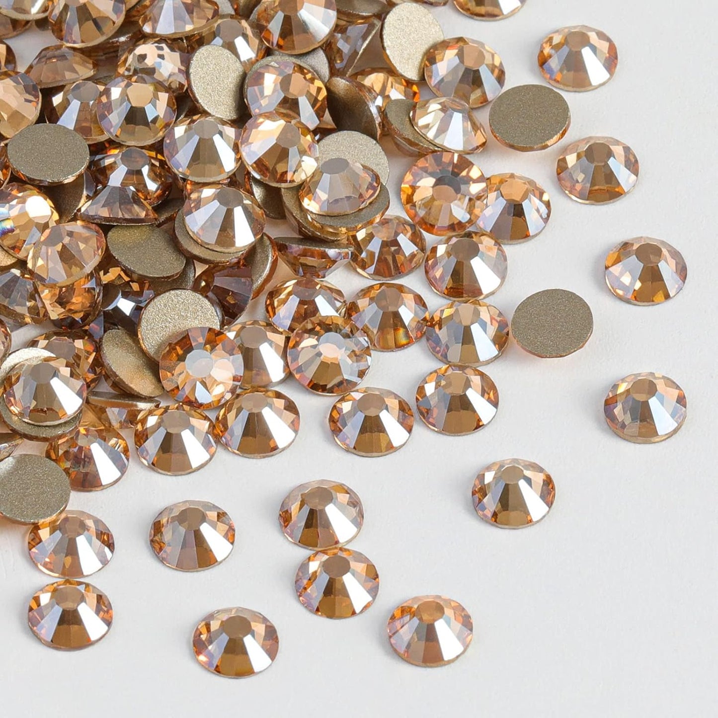 Beadsland 1440 Pieces Flat Back Crystal Rhinestones Round Gems,Golden Shadow,SS8,2.3-2.5mm