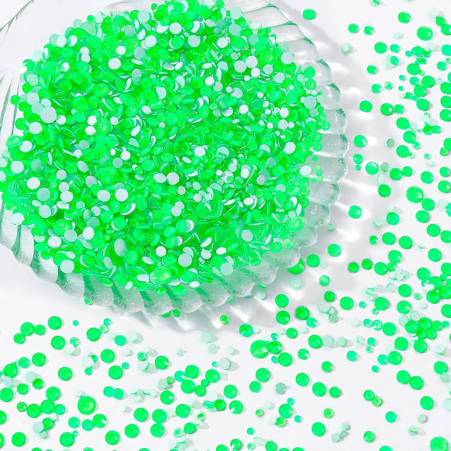 Neon Green Flatback Rhinestones, Glass Rhinestones for Nail Art and Craft, Glue Fix, Loose Crystal Gemstones(Neon Green, SS30, 288pcs, 6.4-6.6mm)