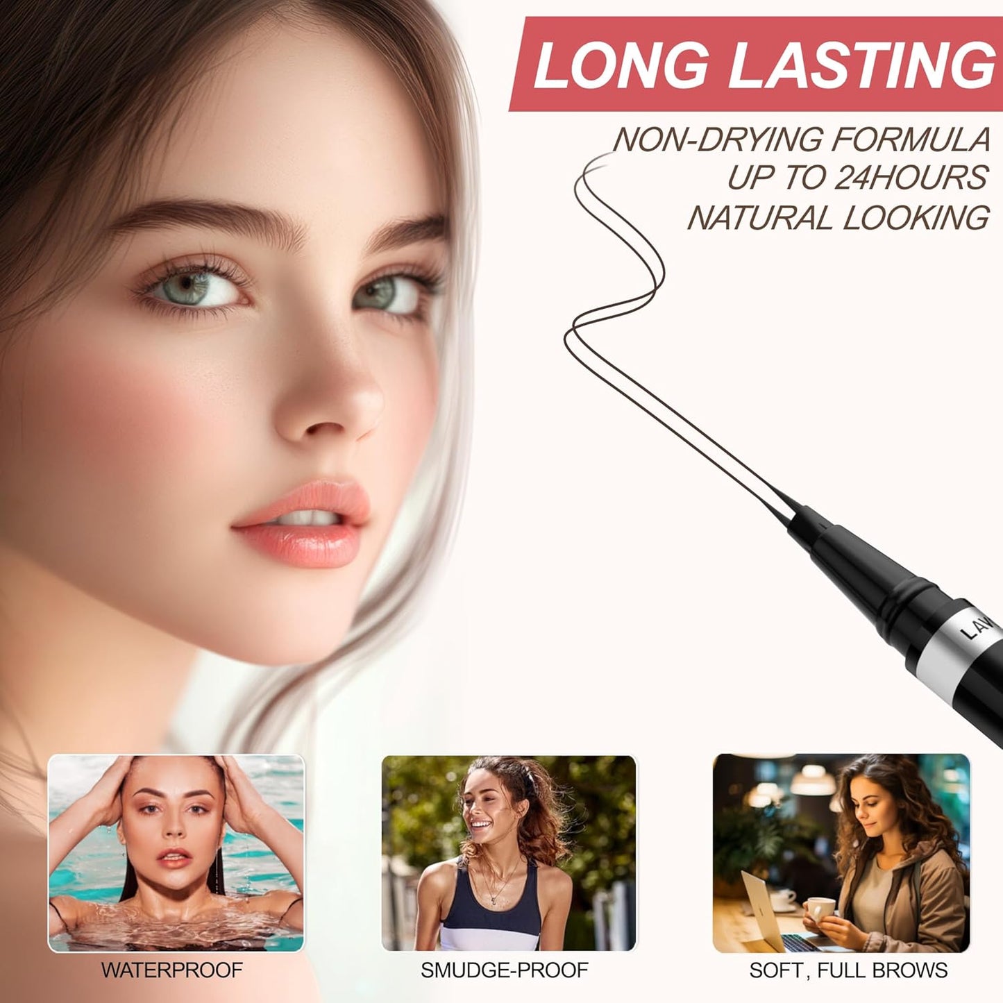 Eyebrow Pencil, 2-in-1 Waterproof Eyebrow Pen, with 2 Tip Microblading Eyebrow Pencil and Ultra-Precise Brow Pencil, with Eyebrow Brush, Eyebrow Pencils for Women, Natural Hair-Like Brows - Espresso