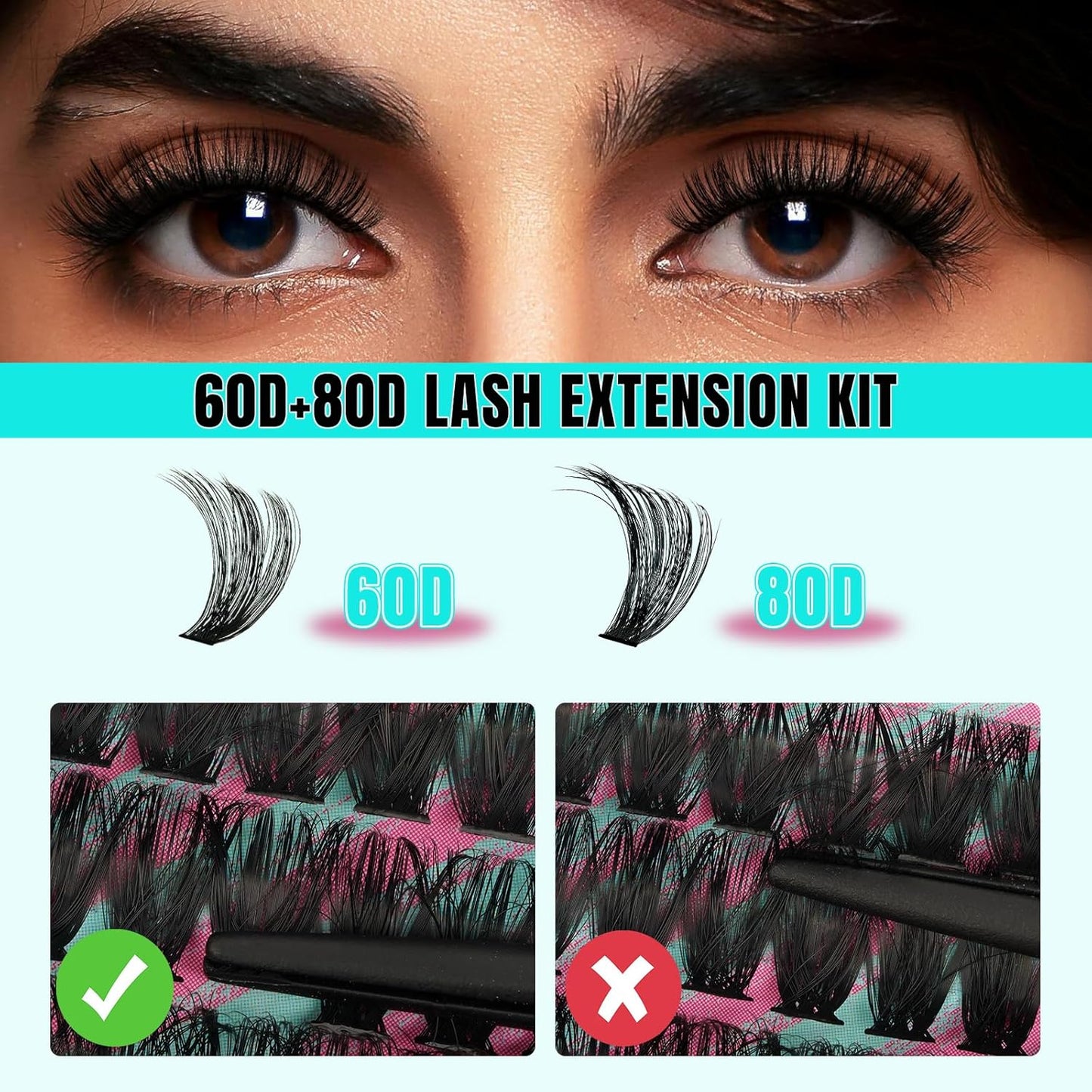 Lash Clusters Wispy 280PCS Eyelash Extension 60D 80D Cluster Lashes Individual Lashes DIY Lash Extension Natural Look Cluster Eyelash Extensions Soft False Eyelashes at Home for Beginners(D-Mix8-16mm)