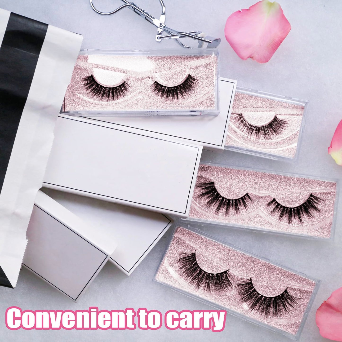 Rocutus Empty Lash Boxes for False Eyelashes - 30 Pack Lash Cases, Customizable Eyelash Packaging, Bulk Lash Storage Containers, Lash Box Packaging, Premium Display & Protection (Pink)