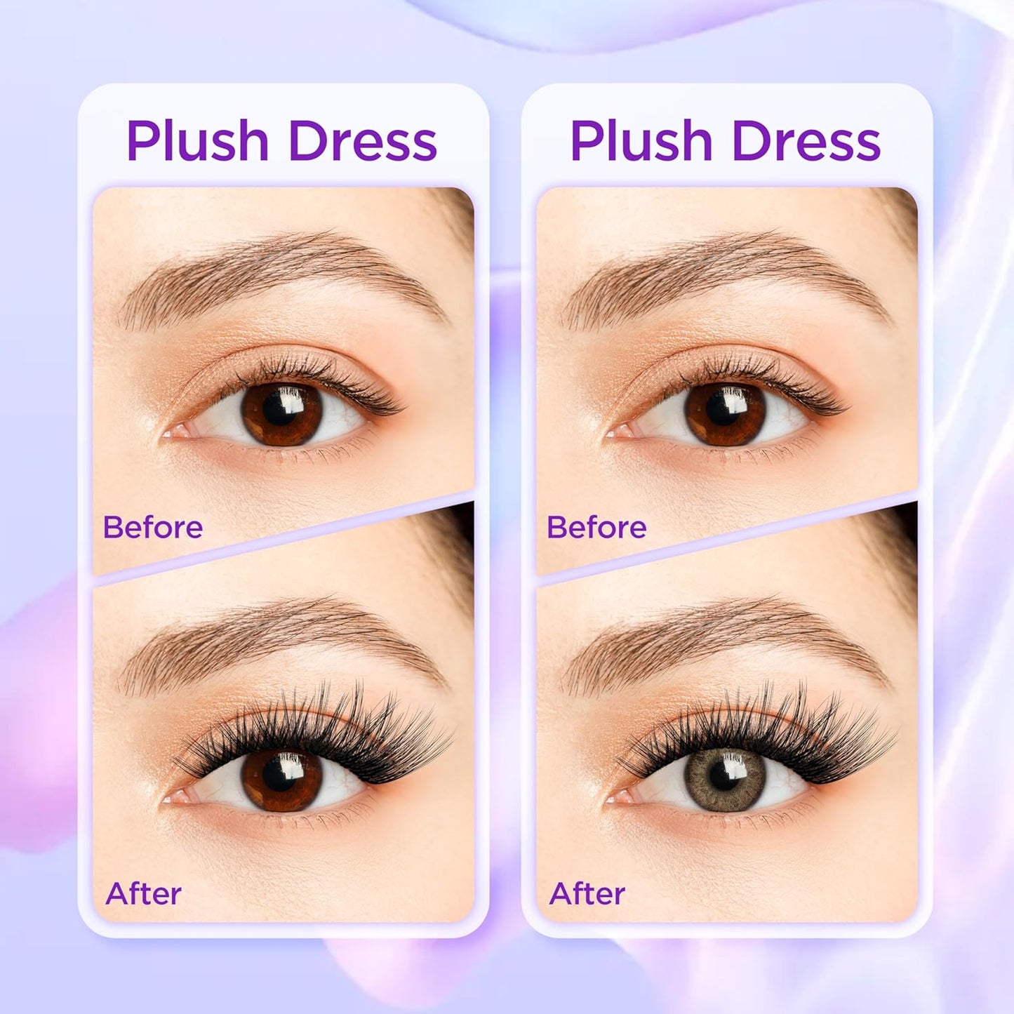 Lash Extension Kit DIY Lash Clusters Kit Eyelash Extensions Individual Lashes Extensions with (168Pcs, Plush Dress, 0.07D 8-18mm)