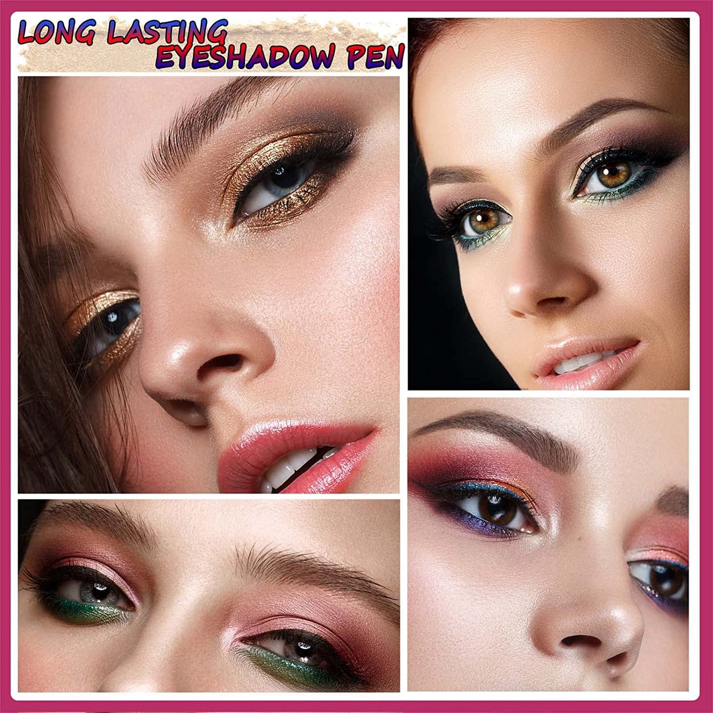 Light Gold Eyeshadow Stick Makeup, Waterproof Hypoallergenic Long Lasting Crayon, Glitter Primer Palette Shimmer Eyeliner Pen with Soft Brush