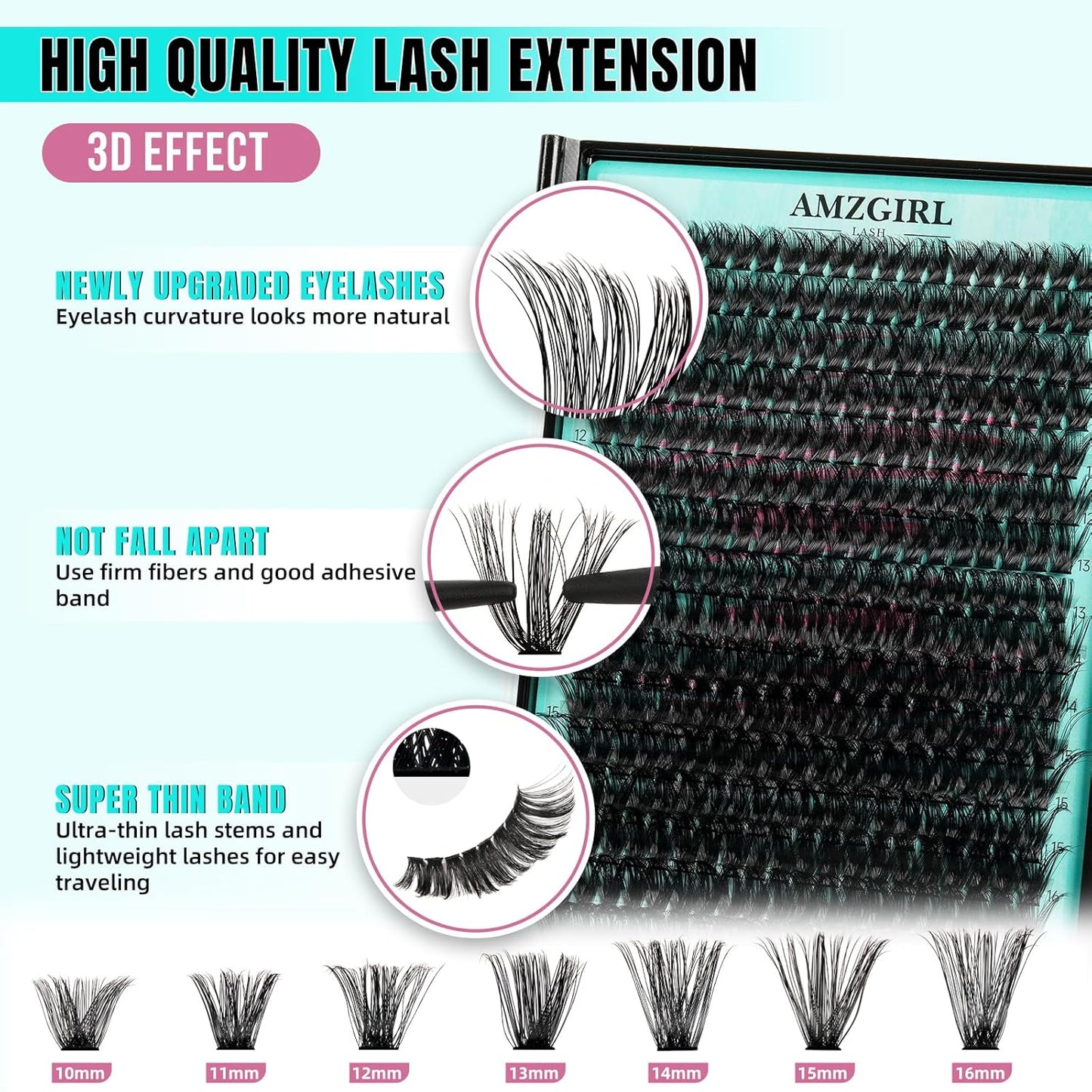 Lash Clusters 320Pcs 80D Eyelashes Cluster D Curl Individual Wispy Lashes Cluster for DIY Cluster Eyelash Extensions at Home for Beginners (Mix10-16mm)
