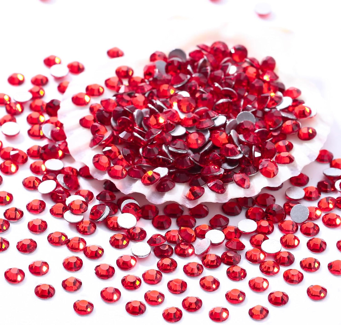 Red Flatback Rhinestones, Glass Rhinestones for Nail Art and Craft, Glue Fix, Loose Crystal Gemstones(Red, SS30, 576pcs, 6.4-6.6mm)