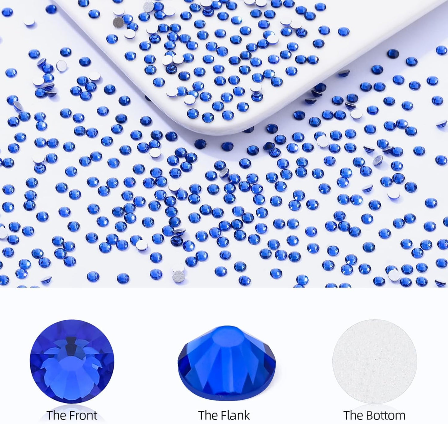 Sapphire Flatback Rhinestones, Glass Rhinestones for Nail Art and Craft, Glue Fix, Loose Crystal Gemstones(Blue, SS4, 1440pcs, 1.5-1.7mm)