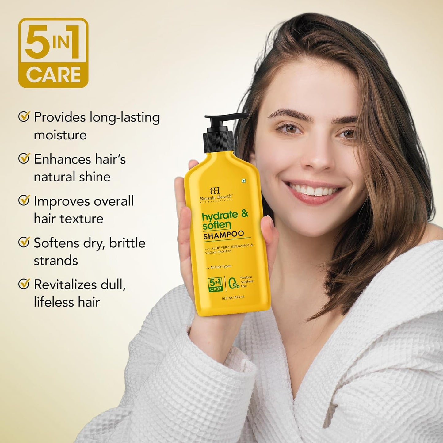 Botanic Hearth Aloe Vera Shampoo Infused With Bergamot & Vegan Protein | Clarifying Shampoo To Hydrate, Soften & Strengthen Hair | Paraben & Sulfate Free | For All Hair Types, 16 Fl Oz