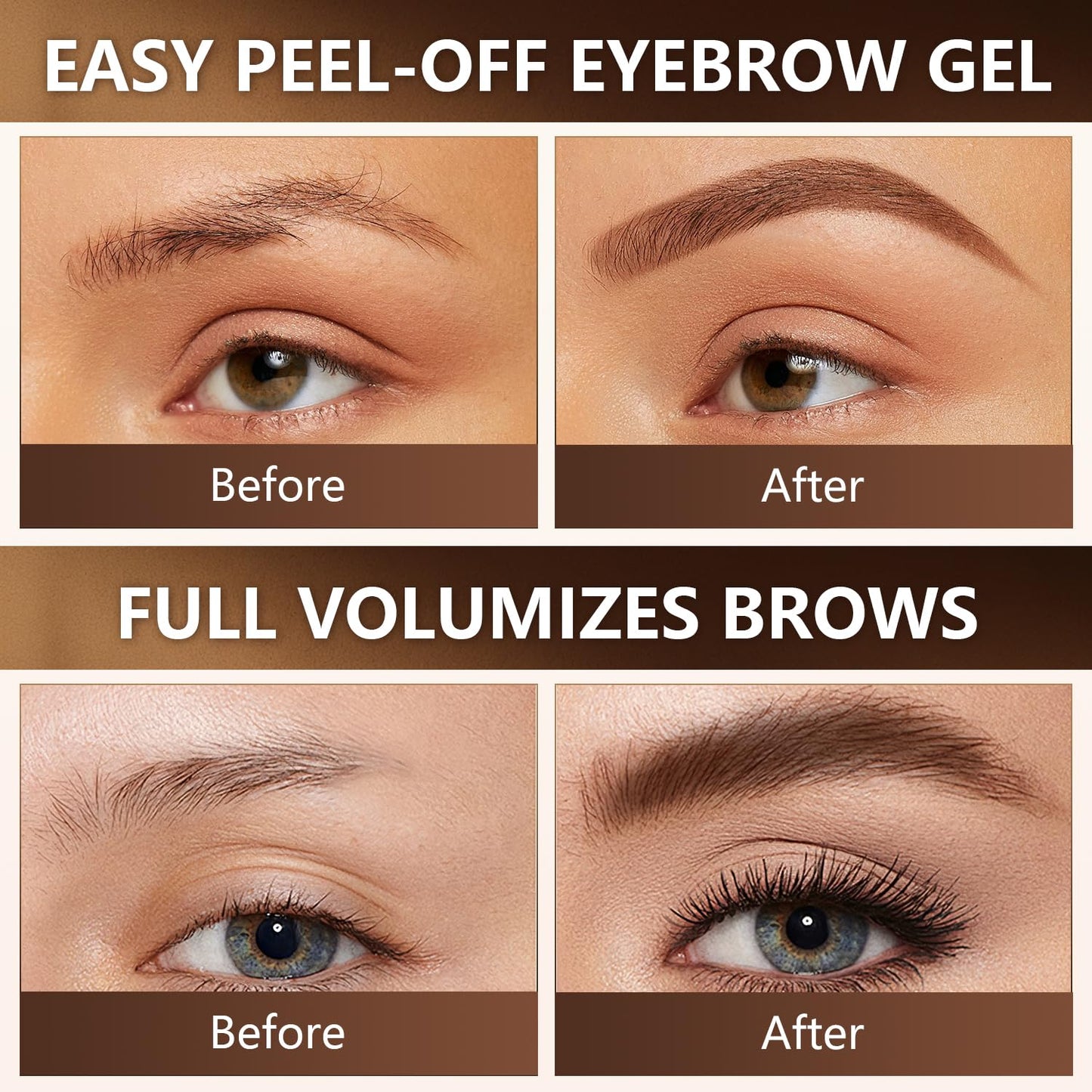 2PCS QICIY Easy Peel-Off Eyebrow Gel- QICIY Peel Off Tattoo Eyebrow Eye Brow Tint Waterproof & Sweatproof For All Skin Tones (Black)