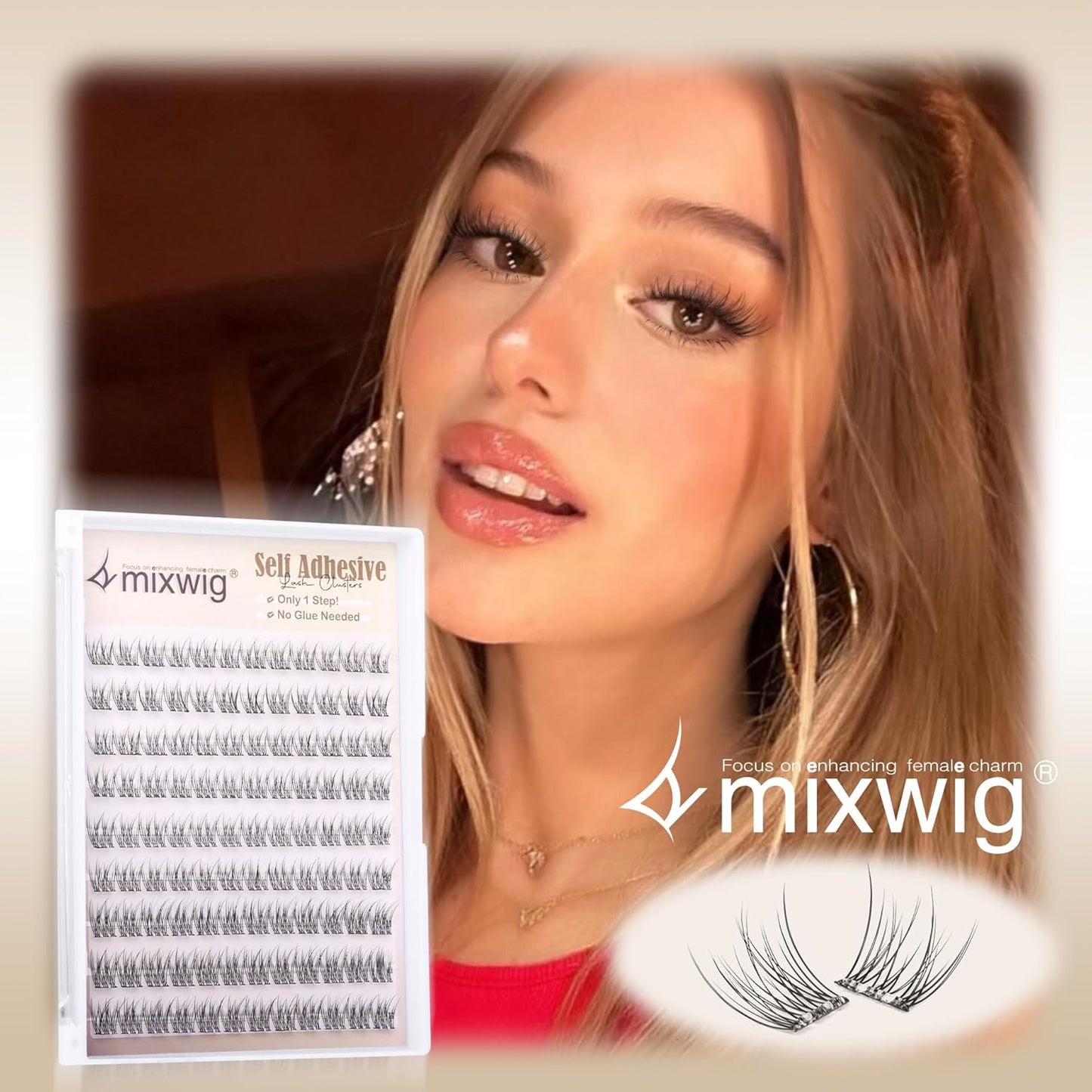 Natural Self Adhesive Lash Clusters Pre Glued Eyelash Clusters Wispy Stick on Lashes Self Adhesive Lashes Clusters Natural Look C-Curly Individual Lashes 9-11MM by Lvmixwig