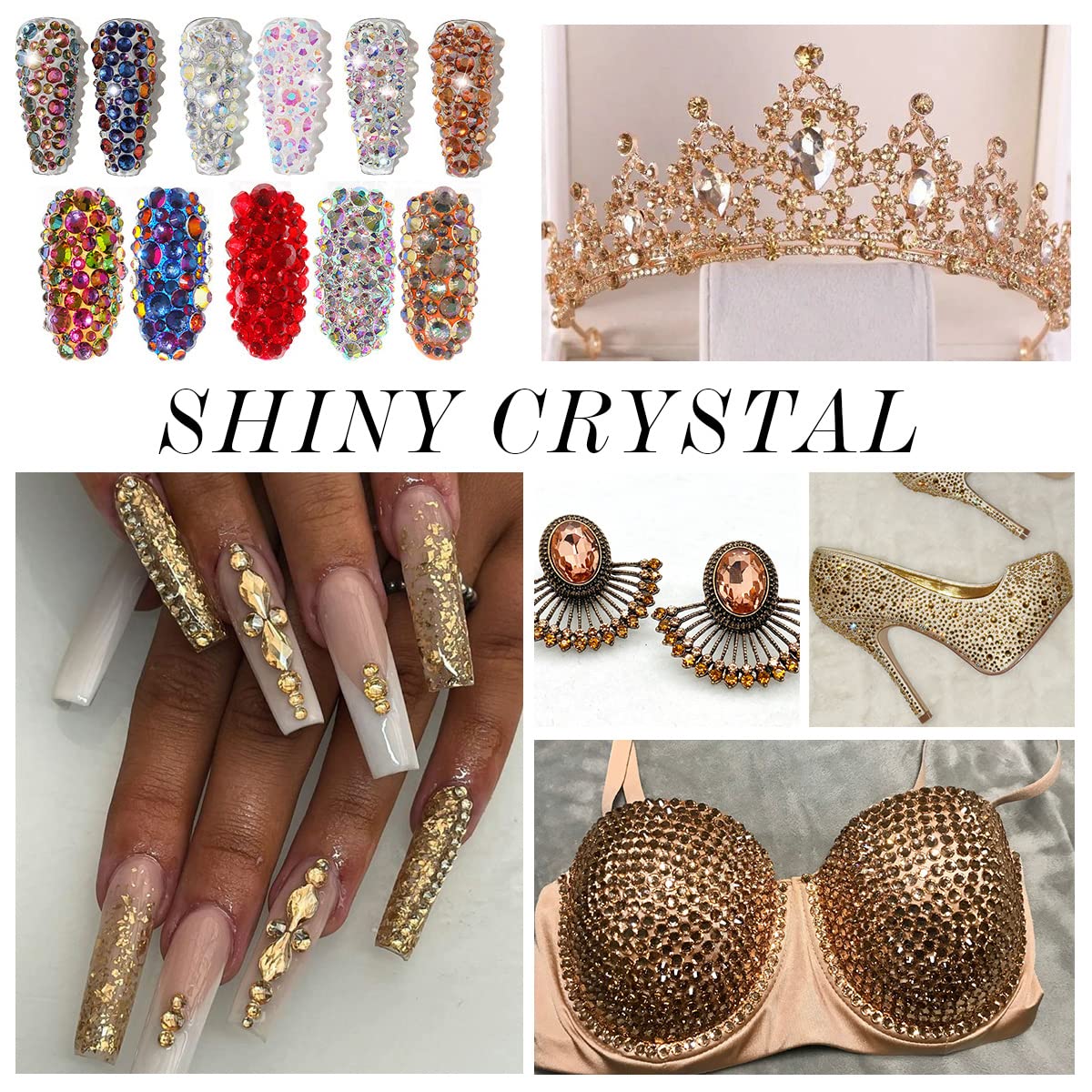 1440Pcs Champagne Crystal Rhinestones,Glass Flatback Rhinestones Small Gemstones for Nail Face Makeup Art Crafts Clothes Decoration -(SS8,2.4mm,Champagne)