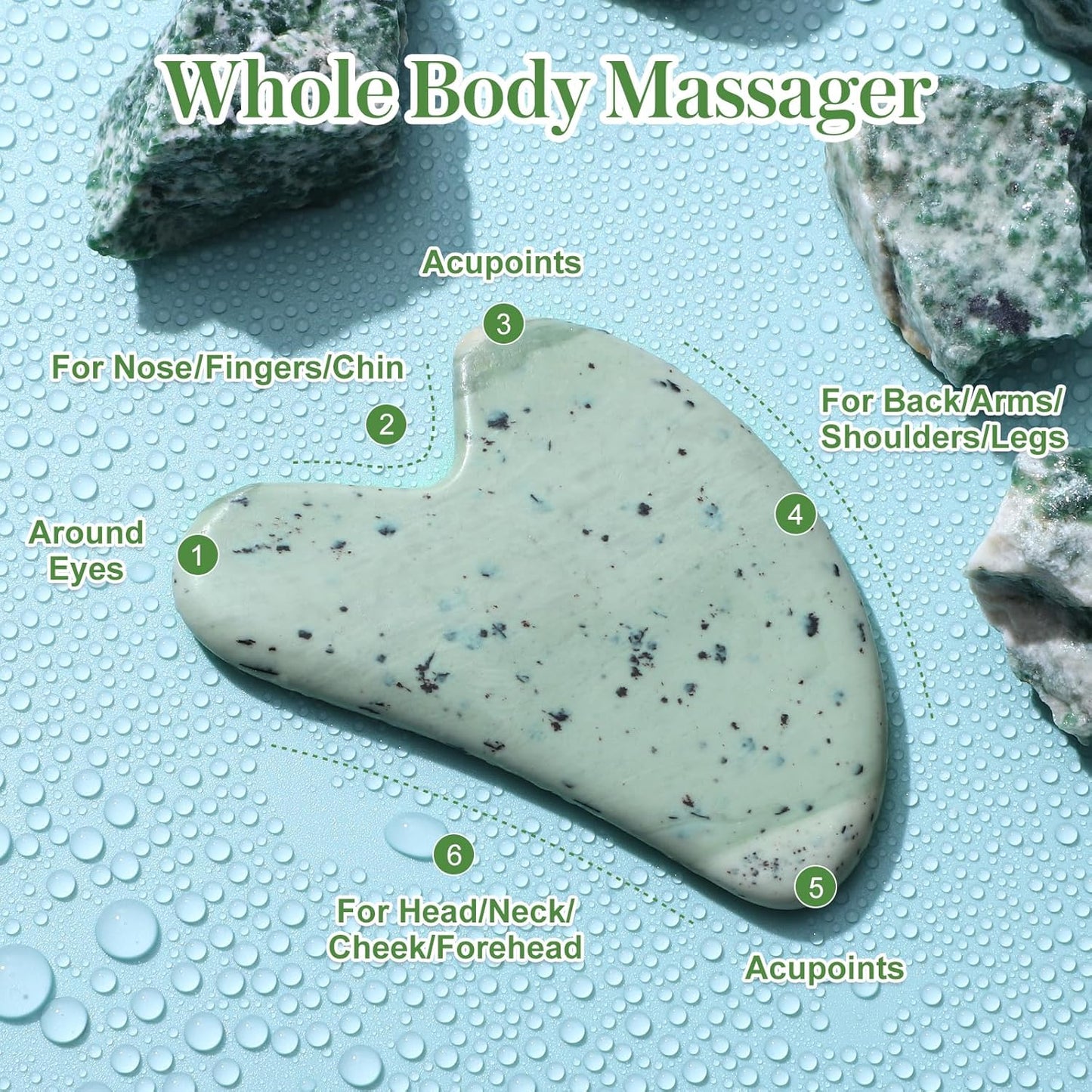 Gua Sha Facial Tools Guasha Tool Gua Sha Jade Stone for Face Skincare Facial Body Acupuncture Relieve Muscle Tensions Reduce Puffiness Festive Gifts (Yellow-Green)