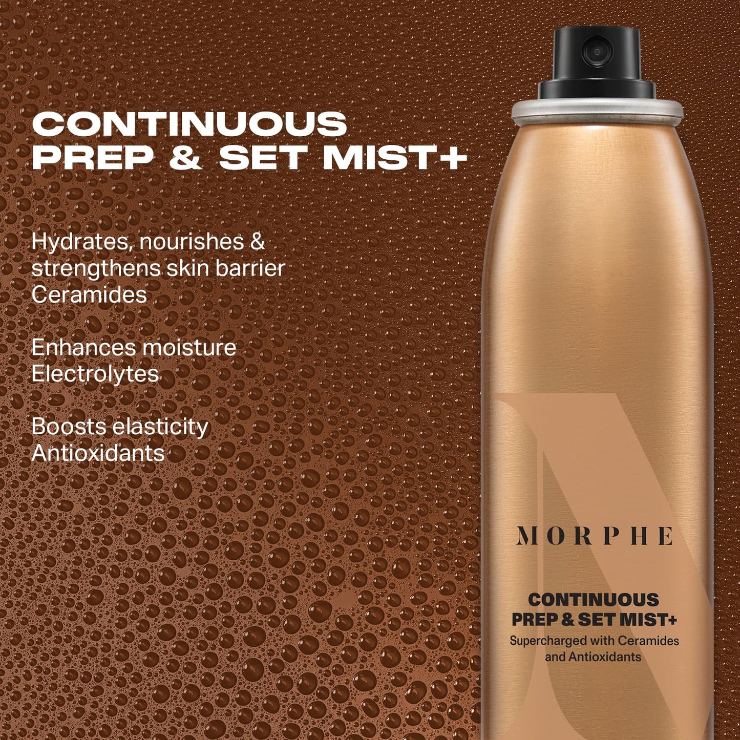 Morphe Mini Continuous Prep & Set Setting Spray - Travel Size Setting Spray for Makeup - Micro-Fine Face Mist Enriched with Ceramides to Help Hydrate, Nourish & Strengthen Skin Barrier (1.3 oz)