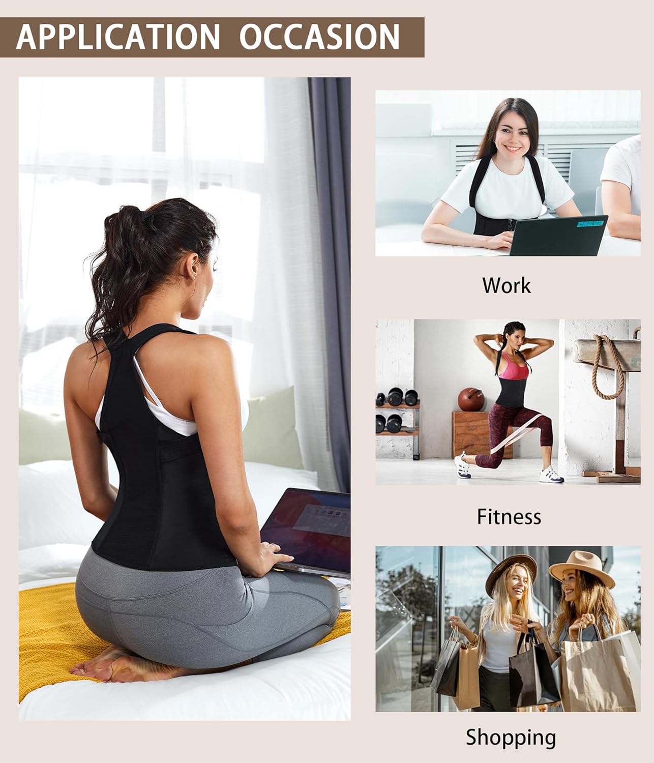 URSEXYLY Women Back Braces Posture Corrector Waist Trainer Vests Tummy Control Body Shapers for Spinal Neck Shoulder and Upper Back Support (3XL, Black)